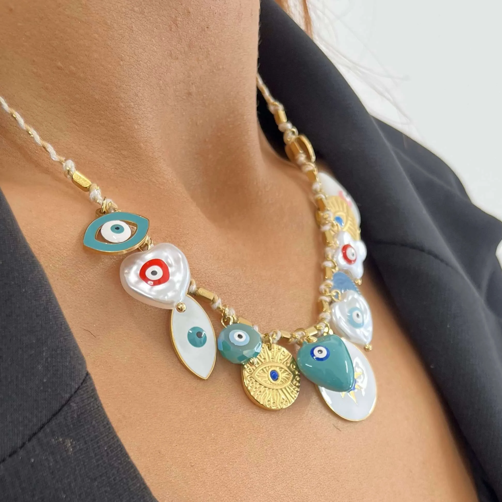 BeJeweled At Soul Gold Evil Eye Disc Cord Necklace - Image 2