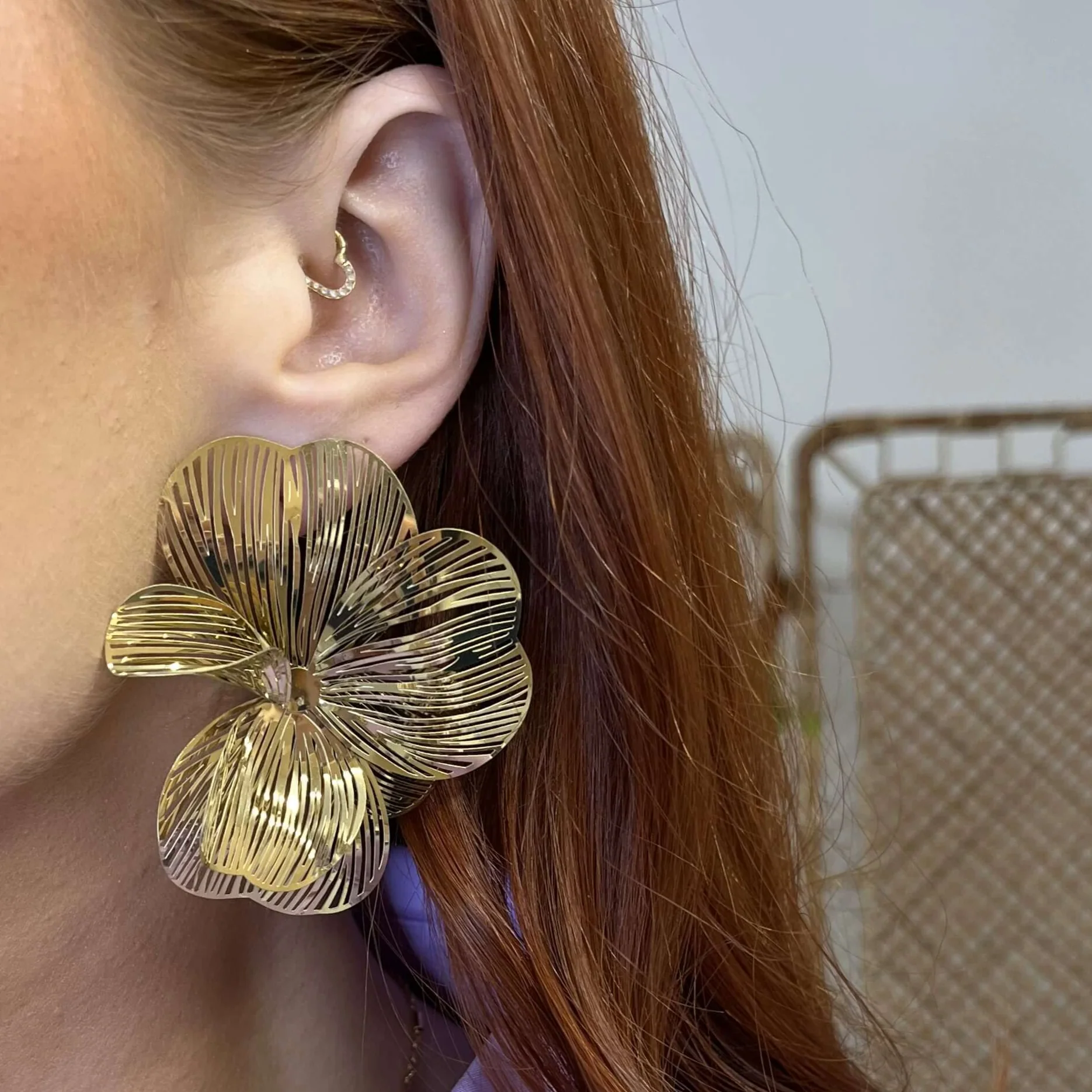 BeJeweled At Soul Gold Flower Stud Earrings