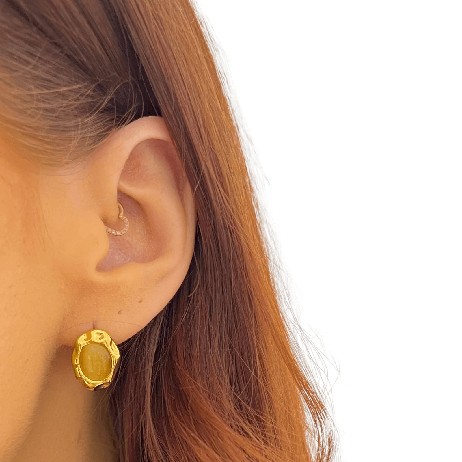 BeJeweled At Soul Gold Ginger Stone Small Hoop Earrings