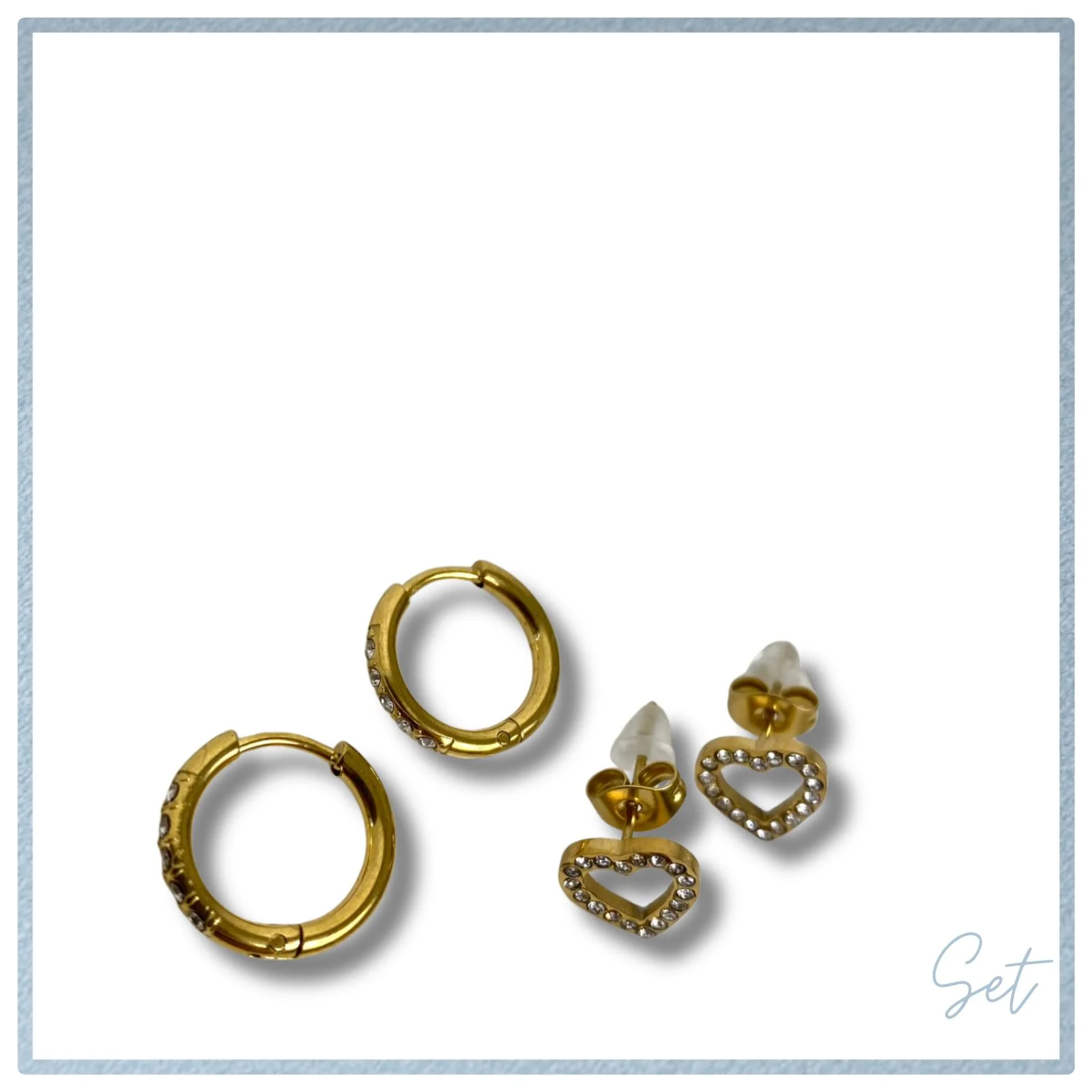 BeJeweled At Soul Gold Heart Stud & Hoop Earrings Set - Image 2