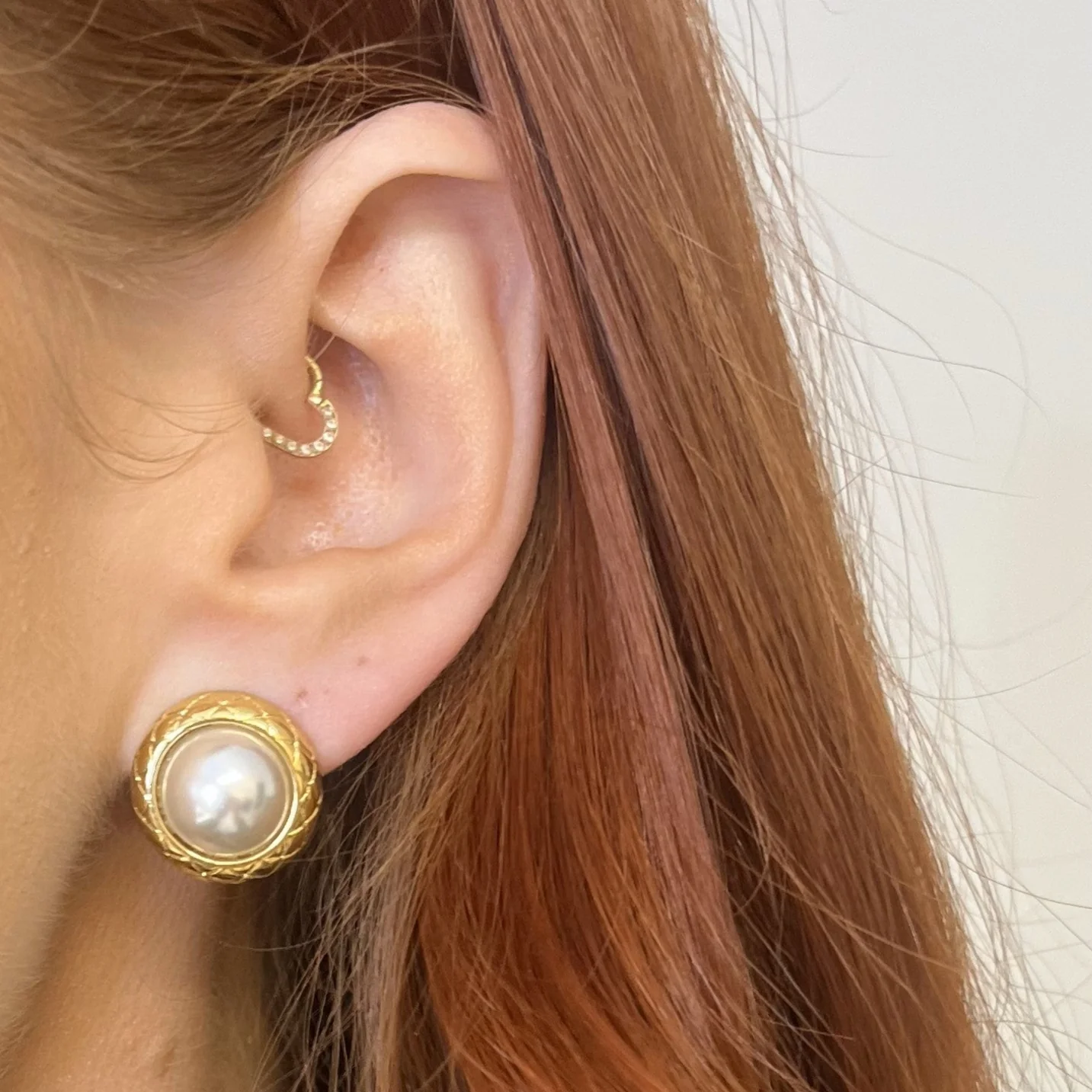 Gold Large Pearl Clip On Earrings