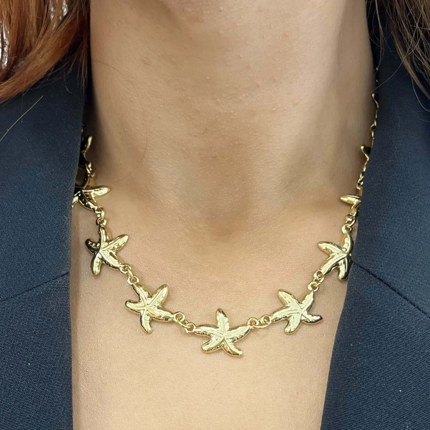 BeJeweled At Soul Gold Multi Starfish Link Necklace