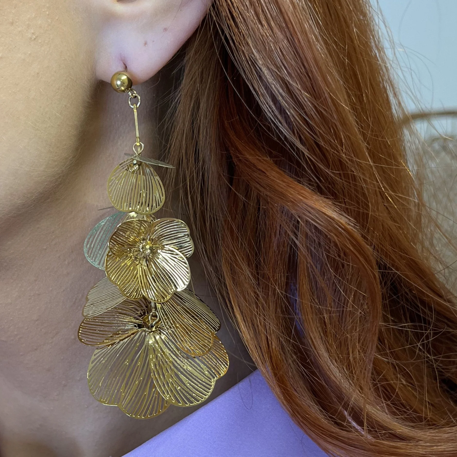 BeJeweled At Soul Gold Multiple Flower Drop Earrings