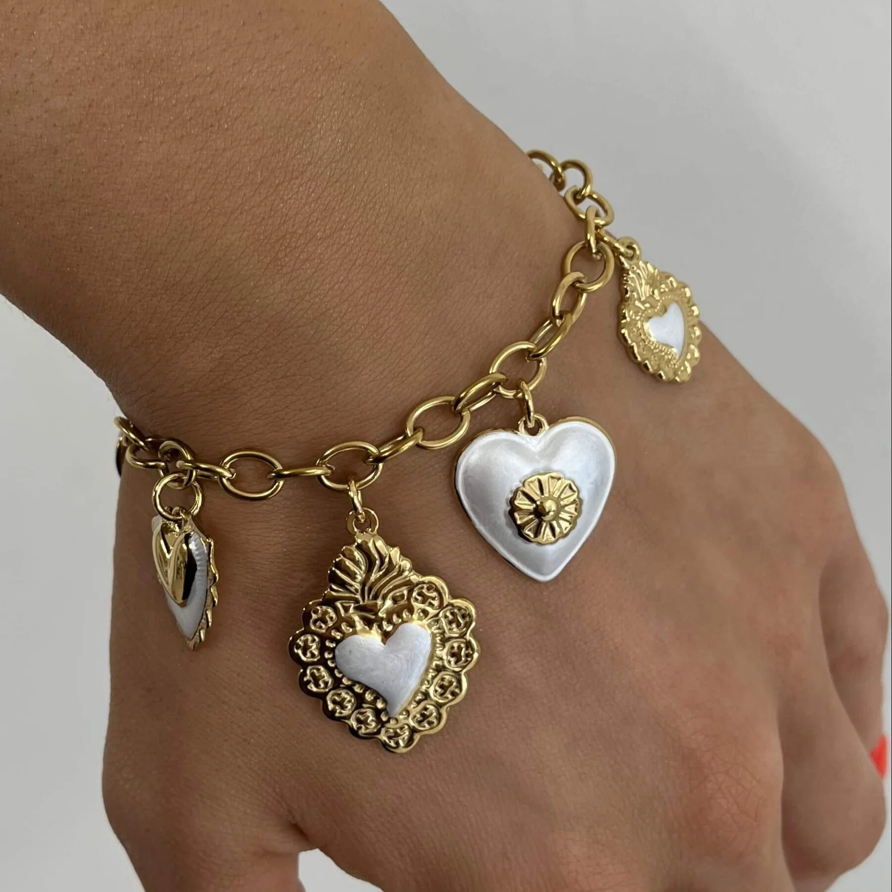 BeJeweled At Soul Gold & White Heart Bracelet - Image 2