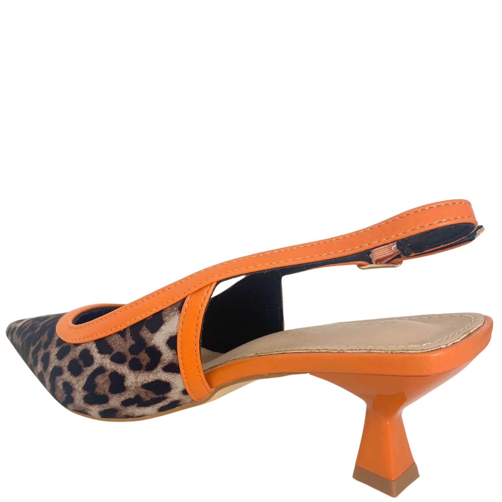 Leopard & Orange Kitten Heel Stilettos - Image 2
