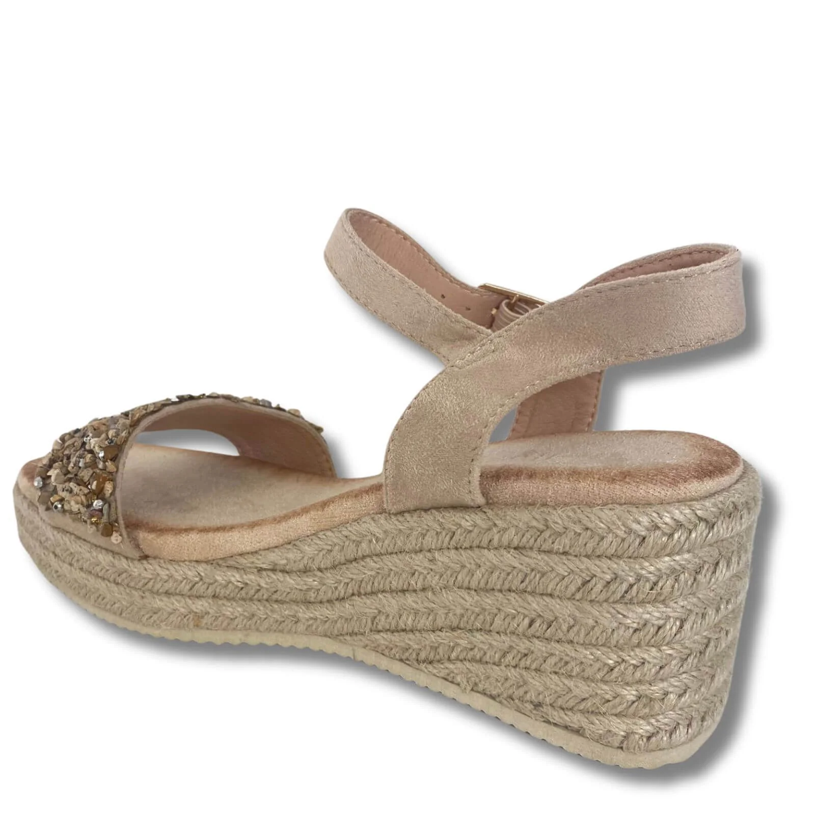Nude Embellished Wedge Sandals - Image 2
