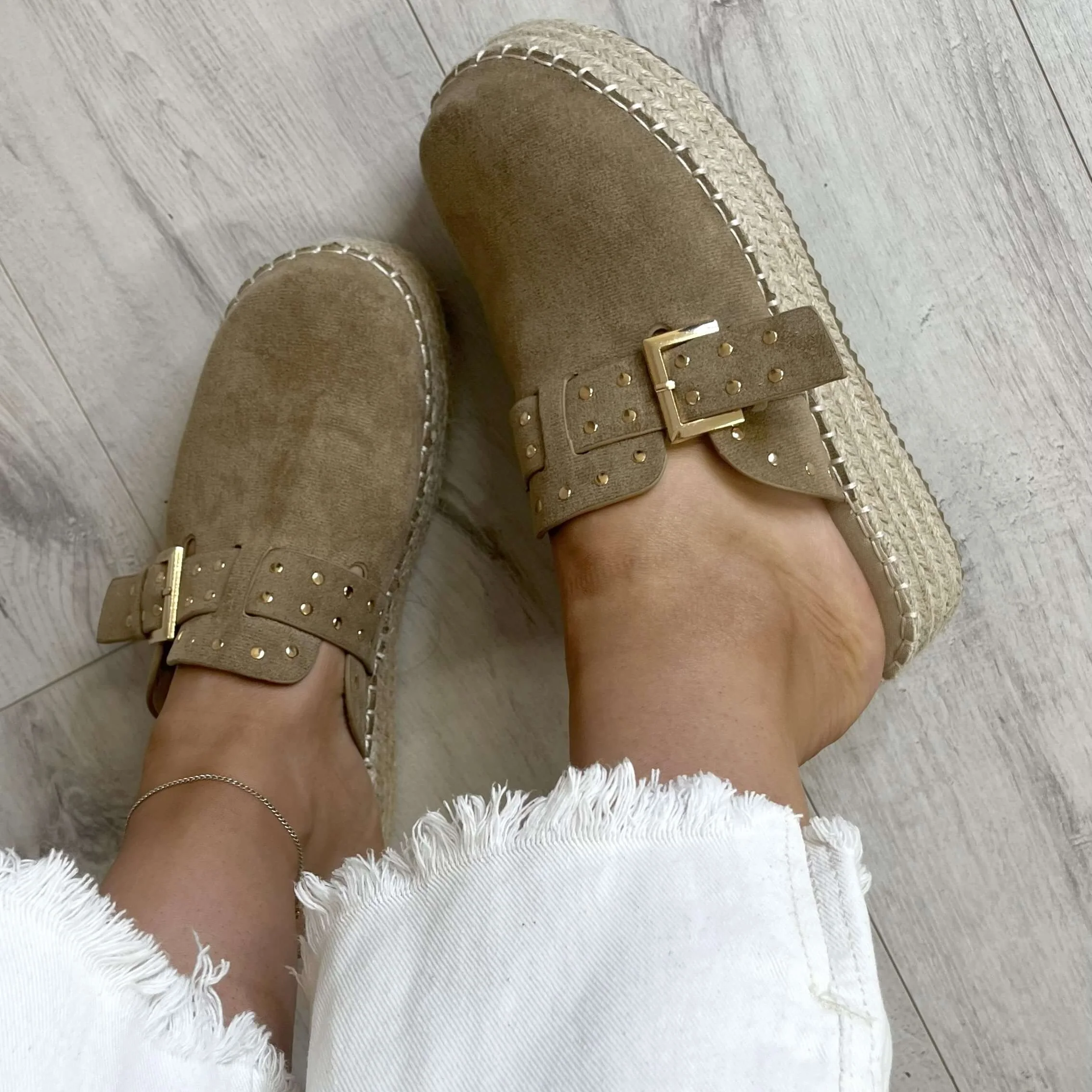 Nude Suede Closed Toe Mules - Image 3