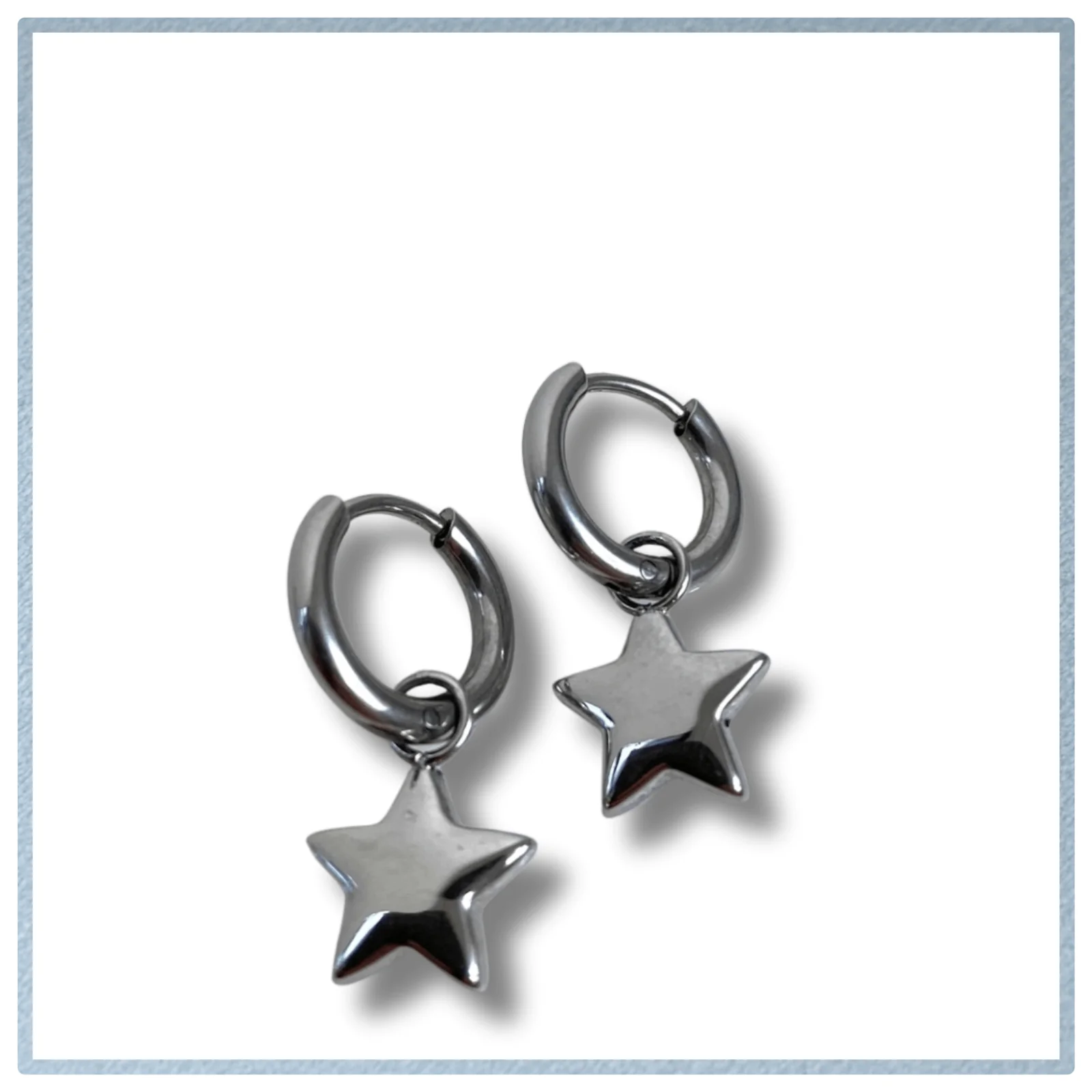 BeJeweled At Soul Silver Star Charm Hoop Earrings