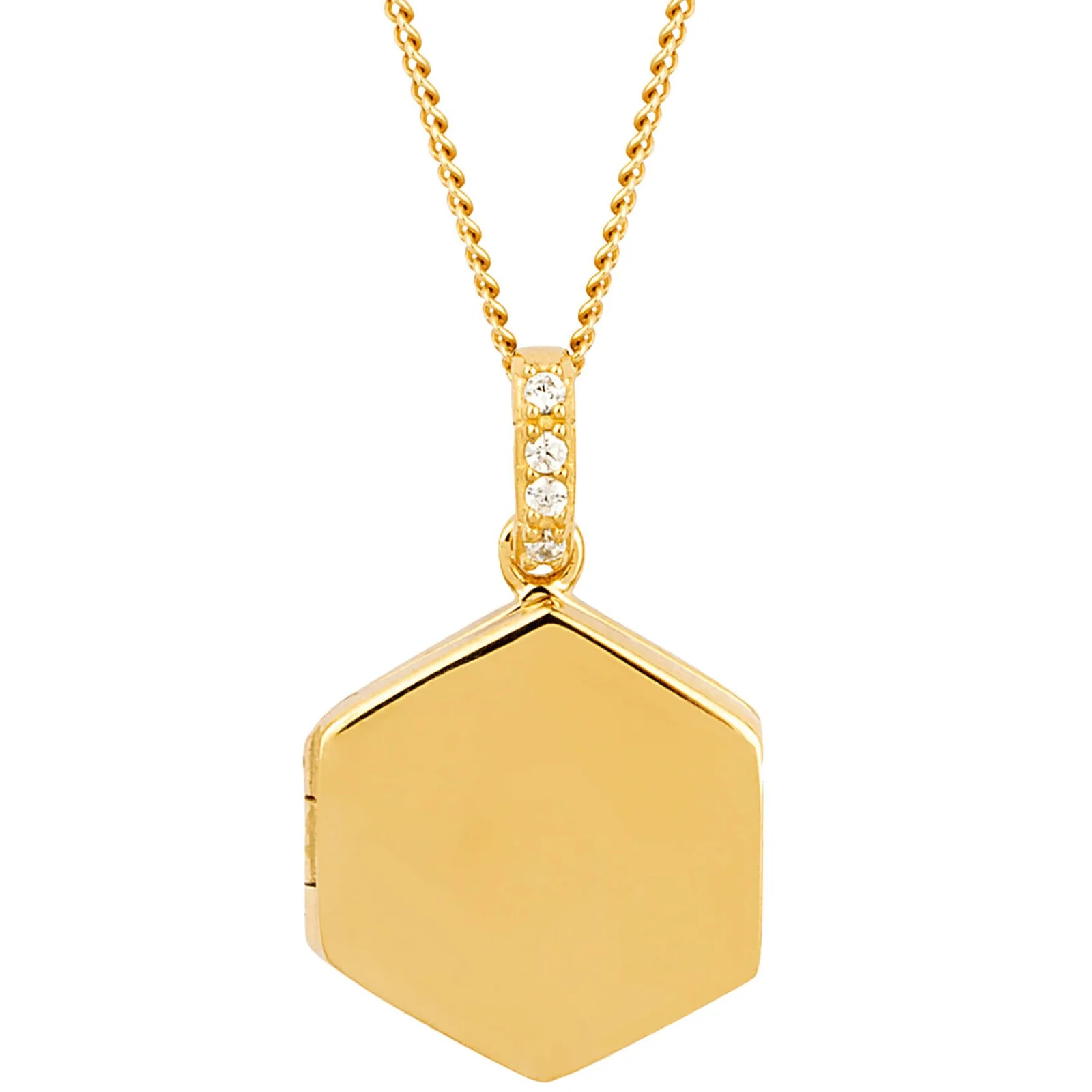 BeJeweled Bespoke Gold Hexagon Locket & Chain