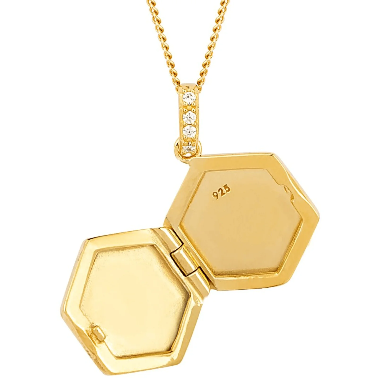 BeJeweled Bespoke Gold Hexagon Locket & Chain - Image 2