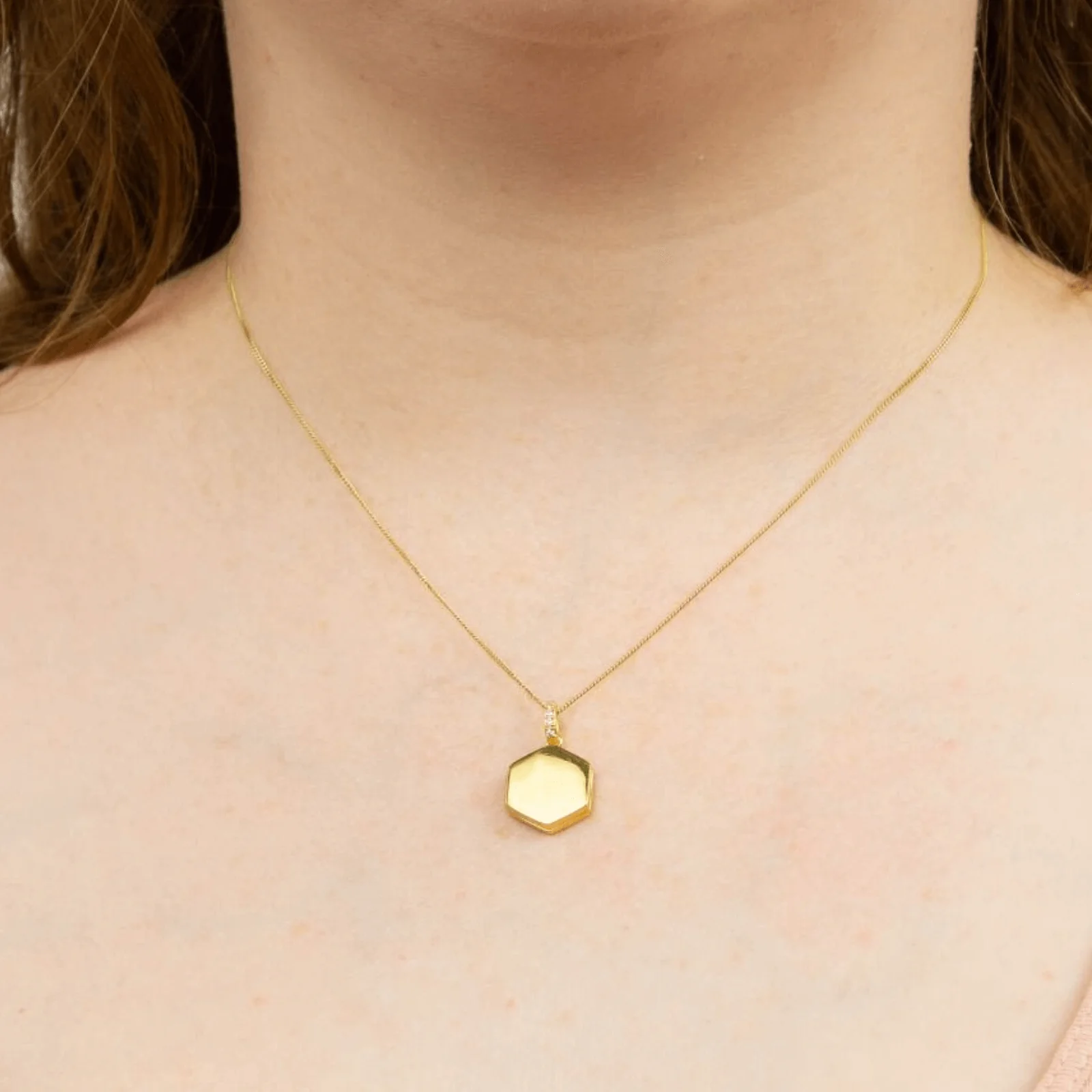 BeJeweled Bespoke Gold Hexagon Locket & Chain - Image 3