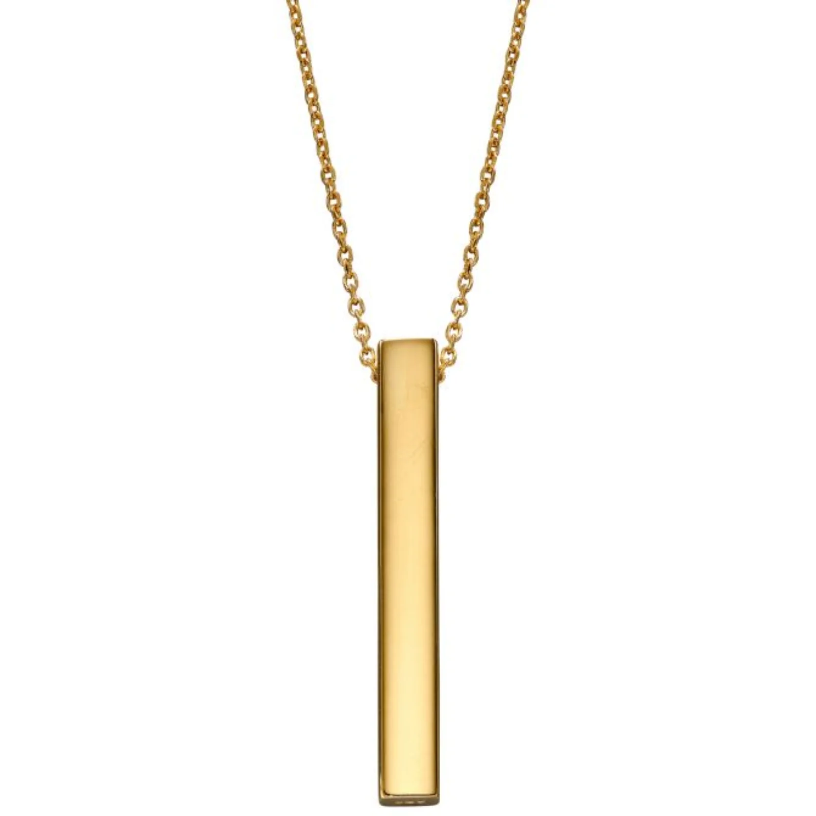 BeJeweled Bespoke Gold Long Bar Drop Pendant & Chain