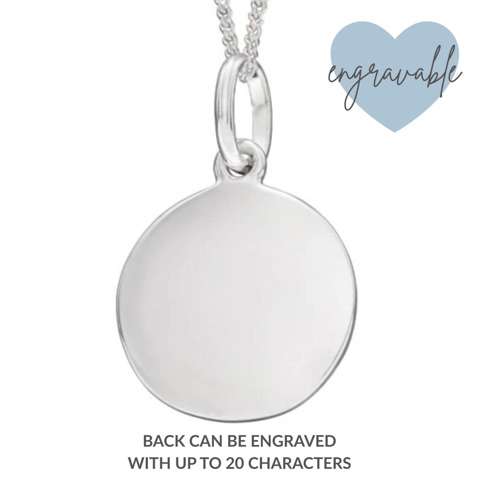BeJeweled Bespoke Silver Disc Pendant 12mm - Image 2