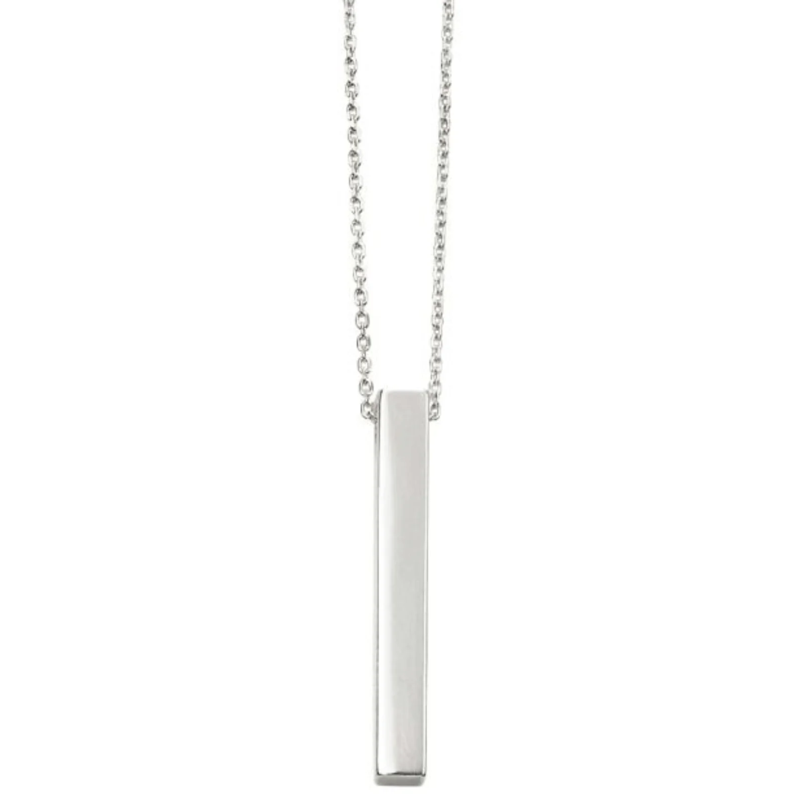 BeJeweled Bespoke Silver Long Bar Drop Pendant & Chain
