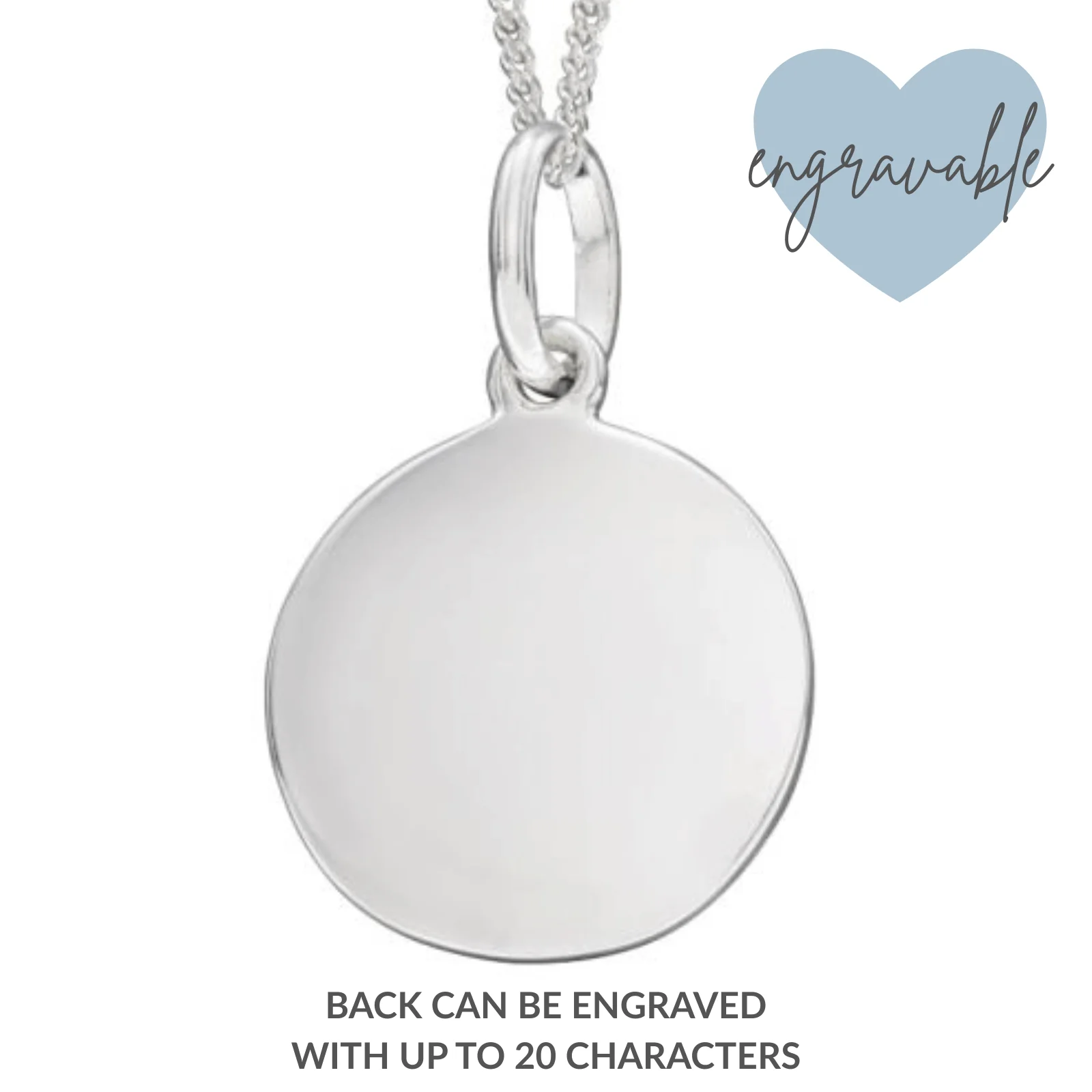 BeJeweled Bespoke Silver Round Disc Pendant (Millegrain Edge) - Image 2