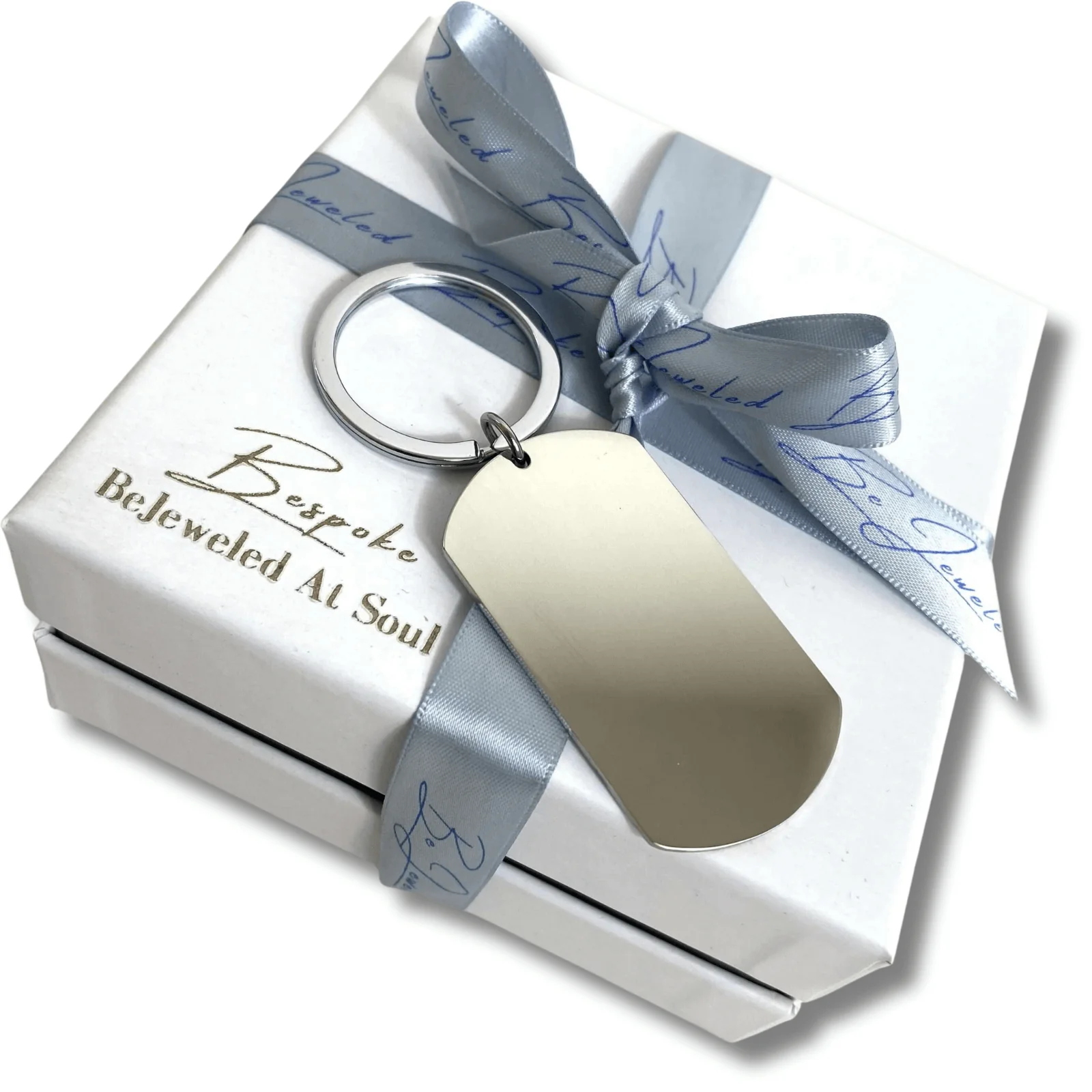 BeJeweled Bespoke Oval Stainless Steel Keyring