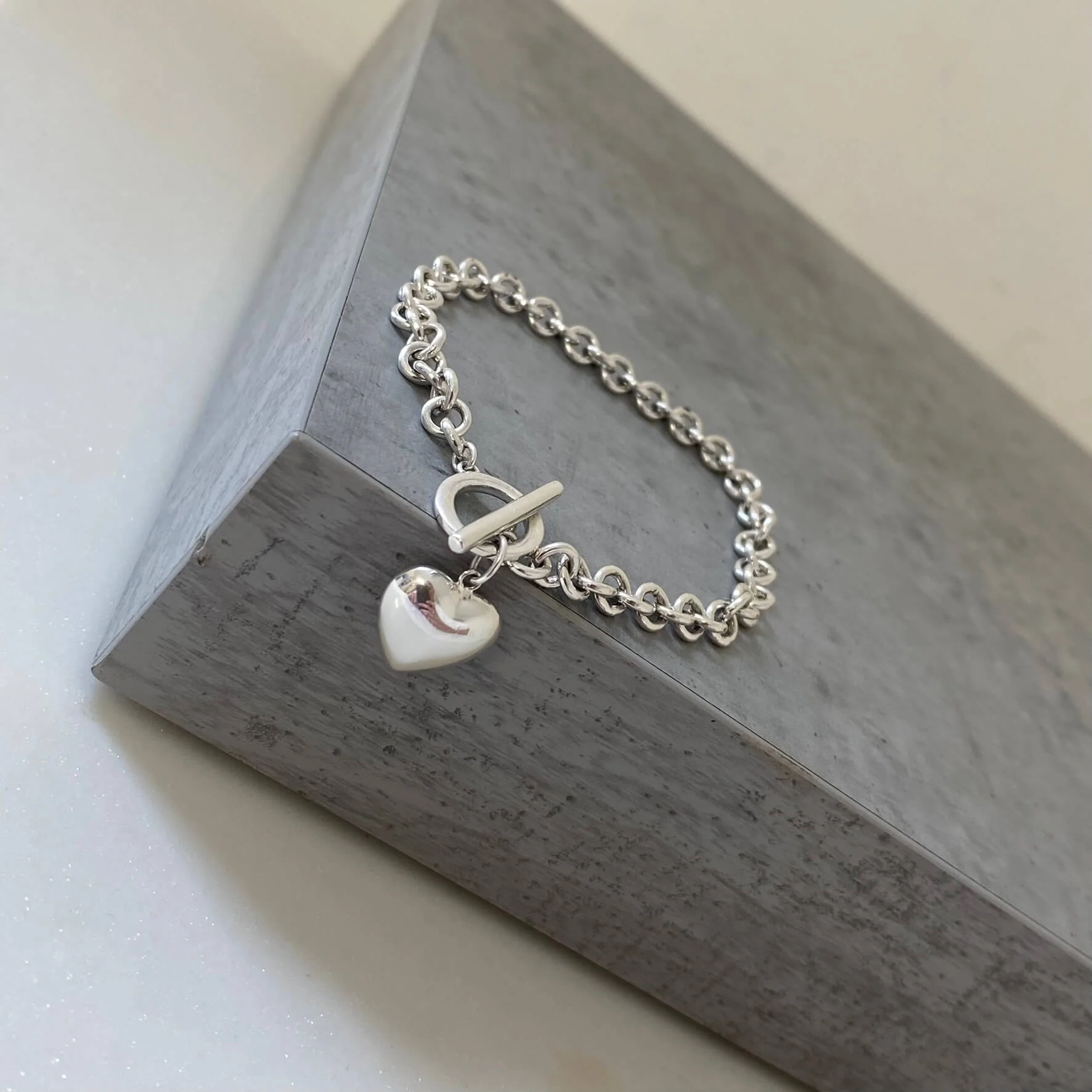 Bespoke Sterling Silver Heart T Bar Bracelet - Image 6