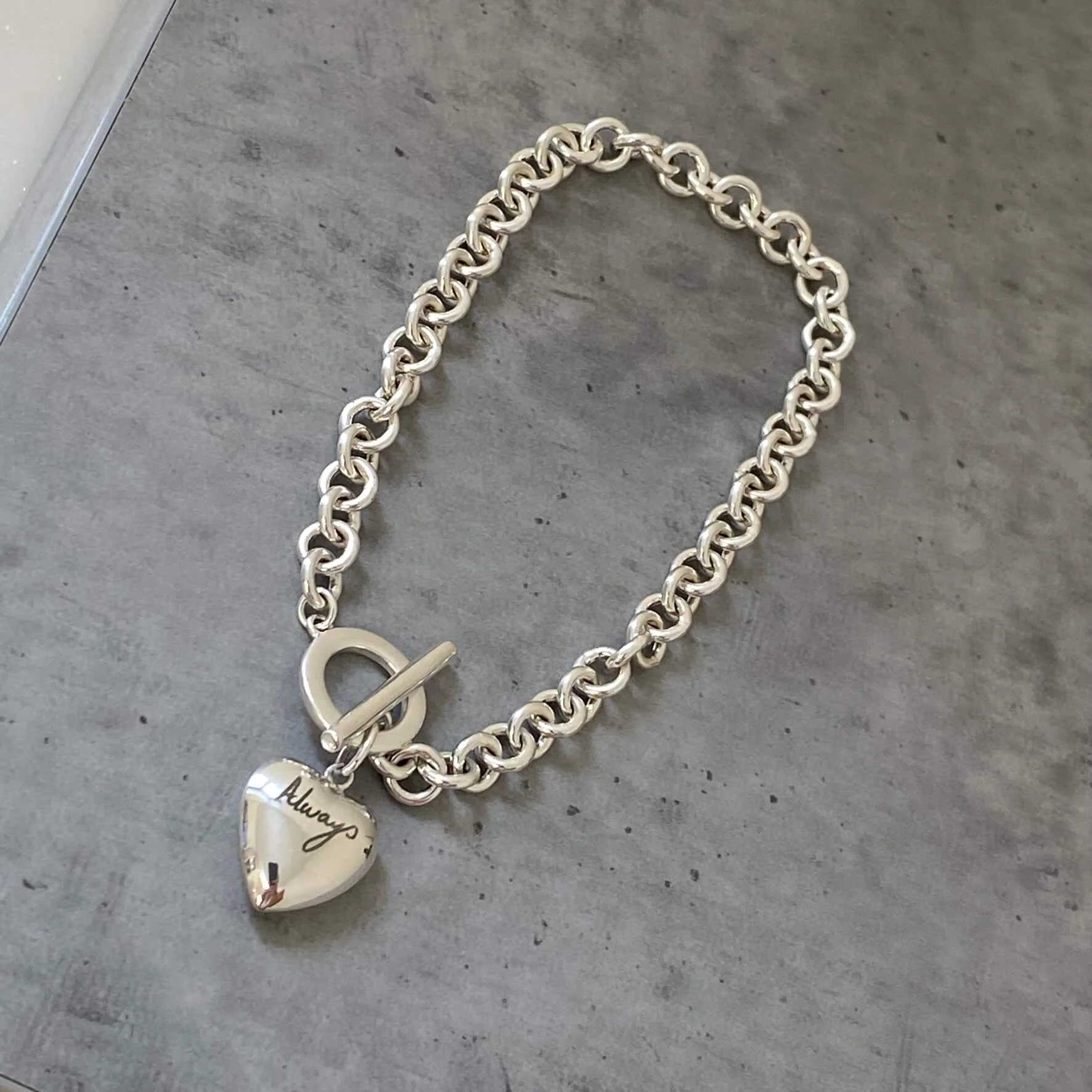 Bespoke Sterling Silver Heart T Bar Bracelet - Image 8