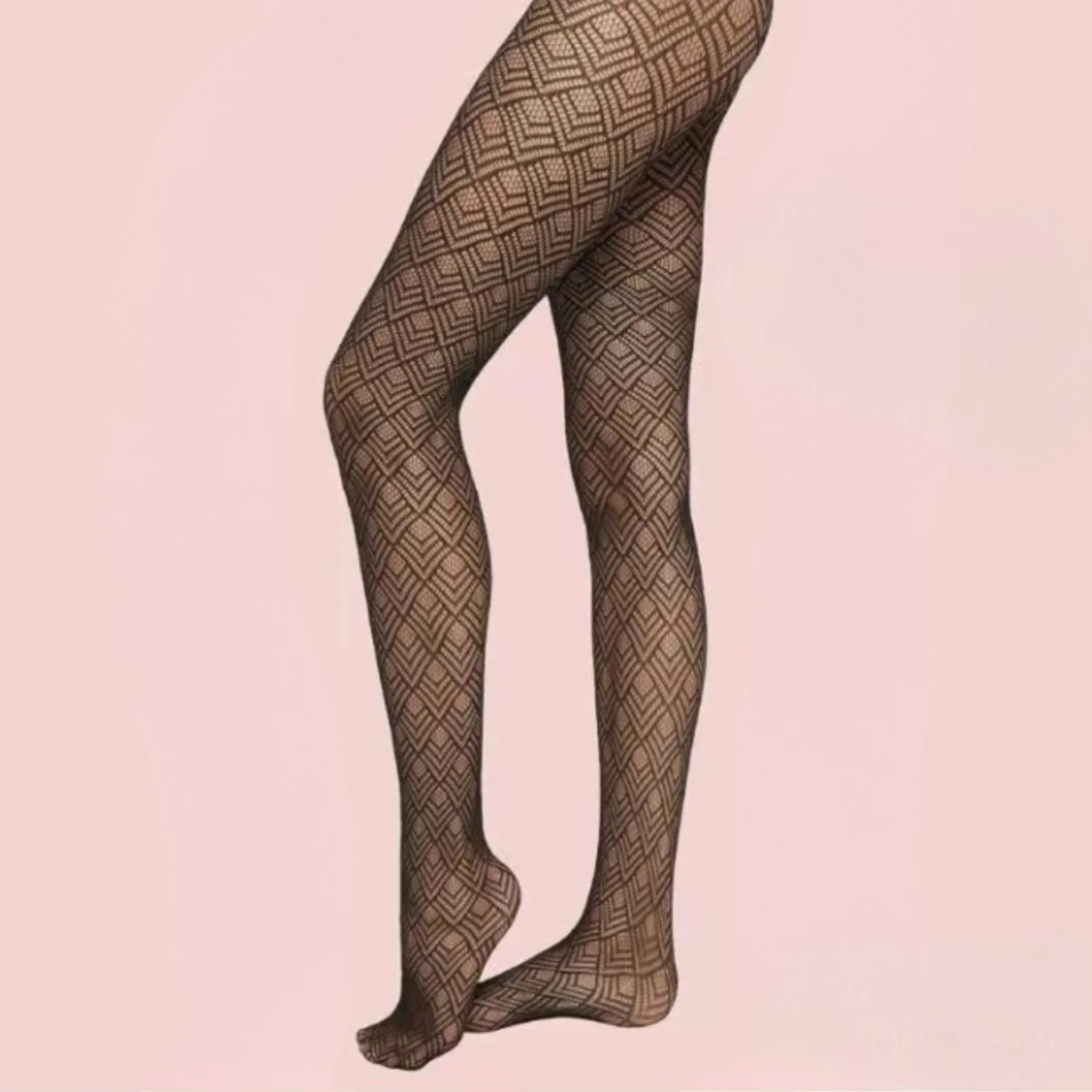 Black Fancy Patterned Tights