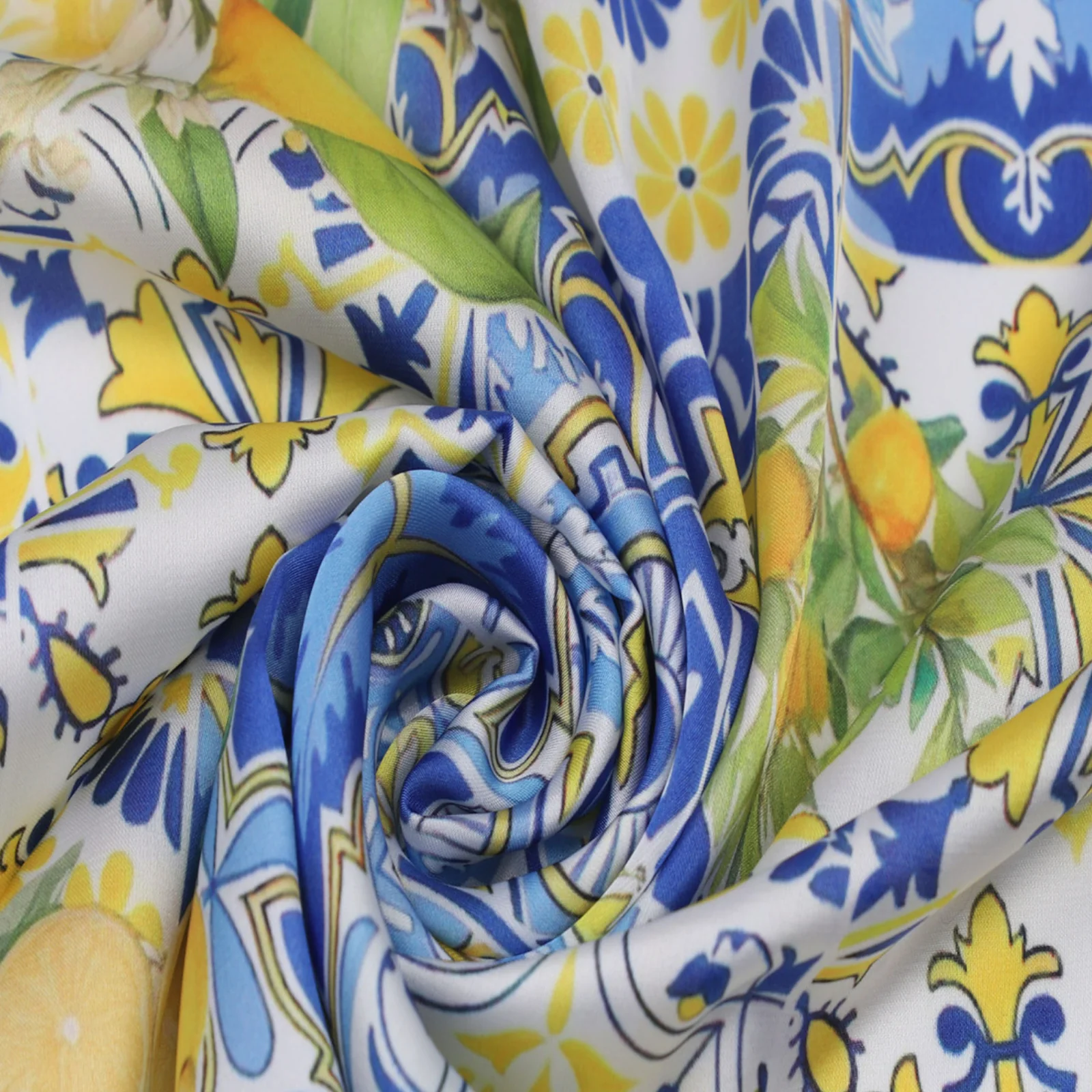 Blue Lemons Pattern Neck Scarf - Image 2