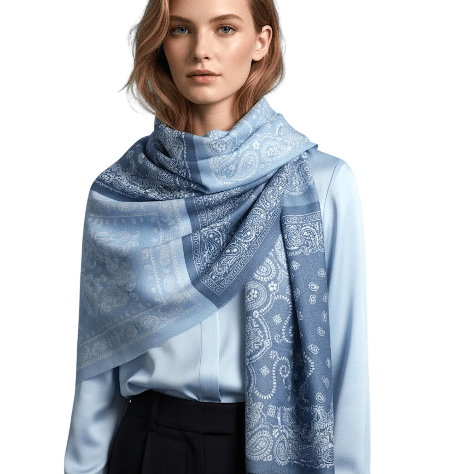 Blue Paisley Pattern Scarf - Image 3
