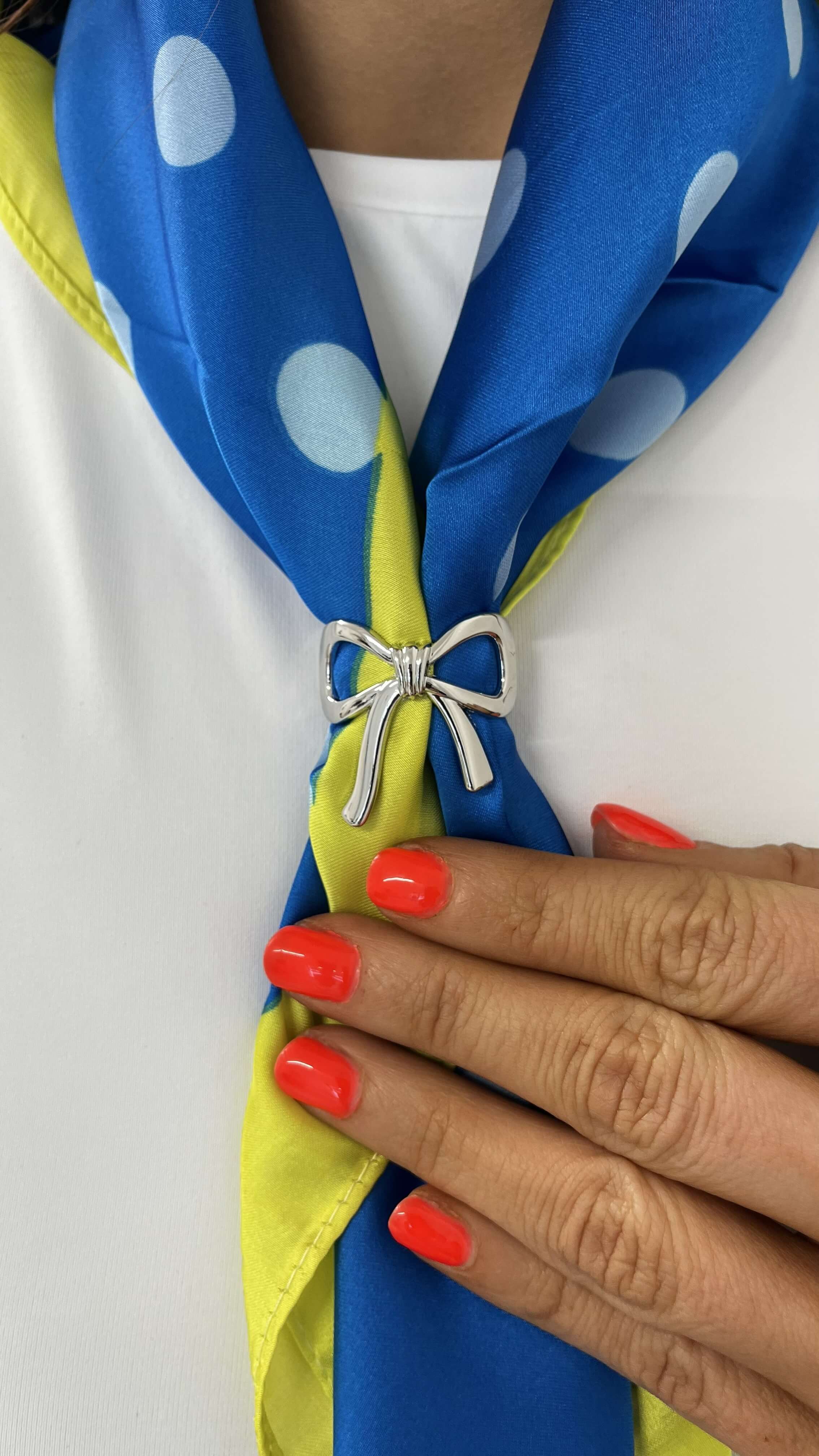 Blue & Yellow Polka Dot Neck Scarf - Image 4