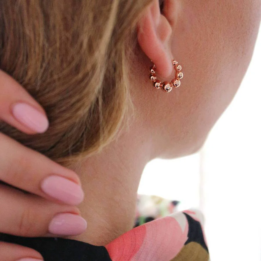 Bobble Hoop Earrings - Silver - Image 2
