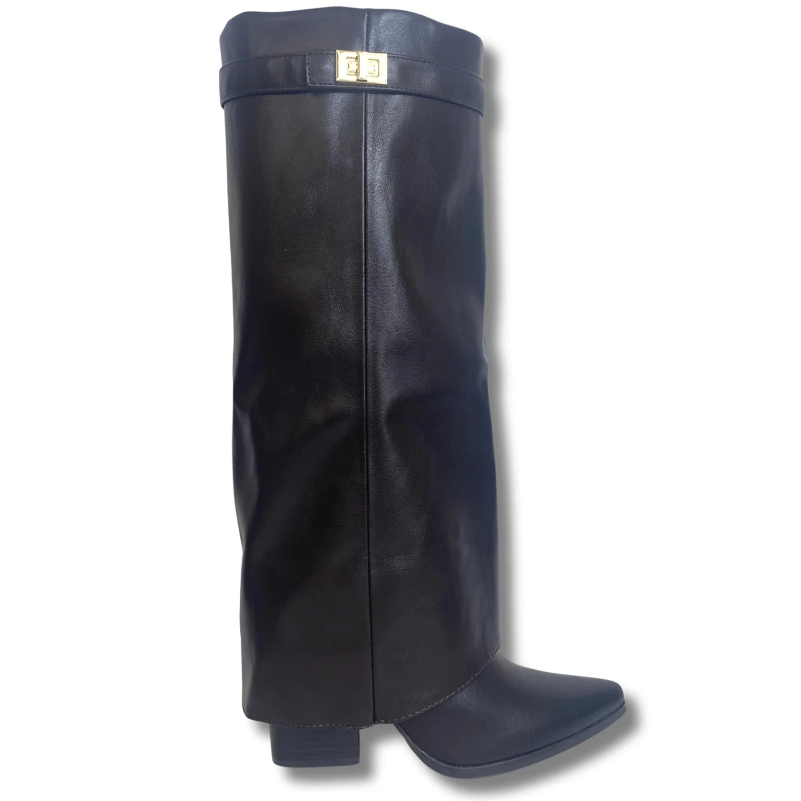 Brown Foldover Knee High Boots