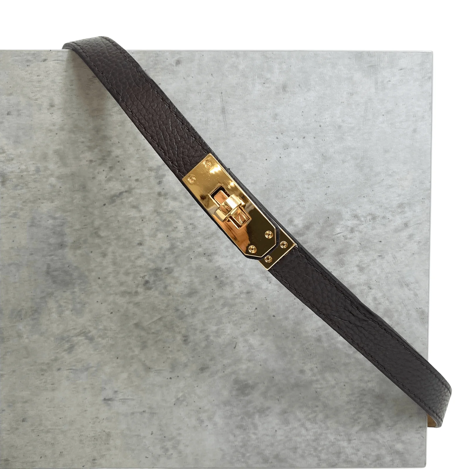 Dark Brown Leather Skinny Waist Belt