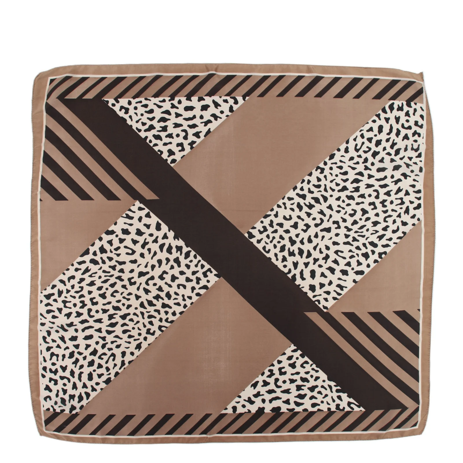 Brown Leopard Stripe Pattern Neck Scarf - Image 3