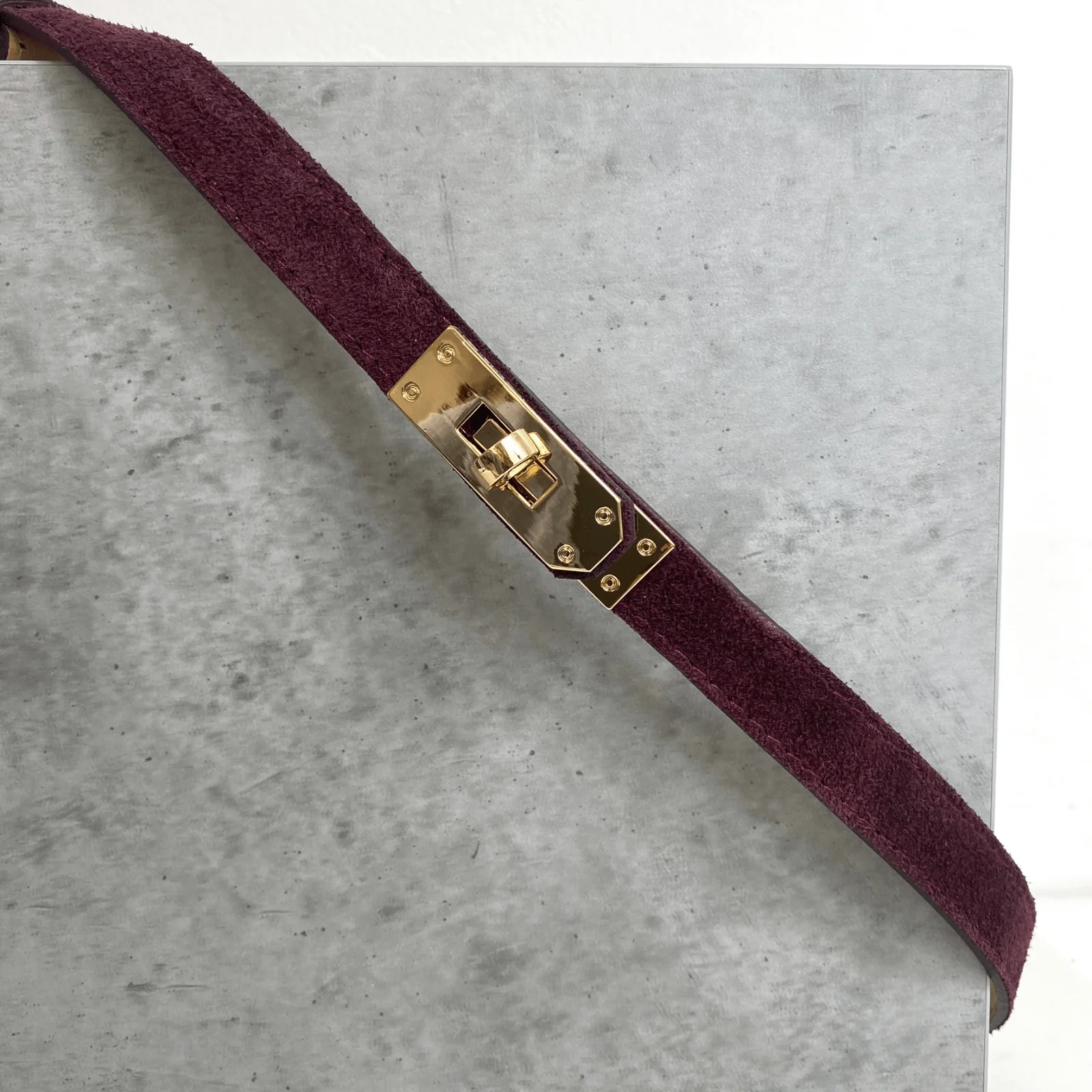 Burgundy Suede Skinny Waist Belt