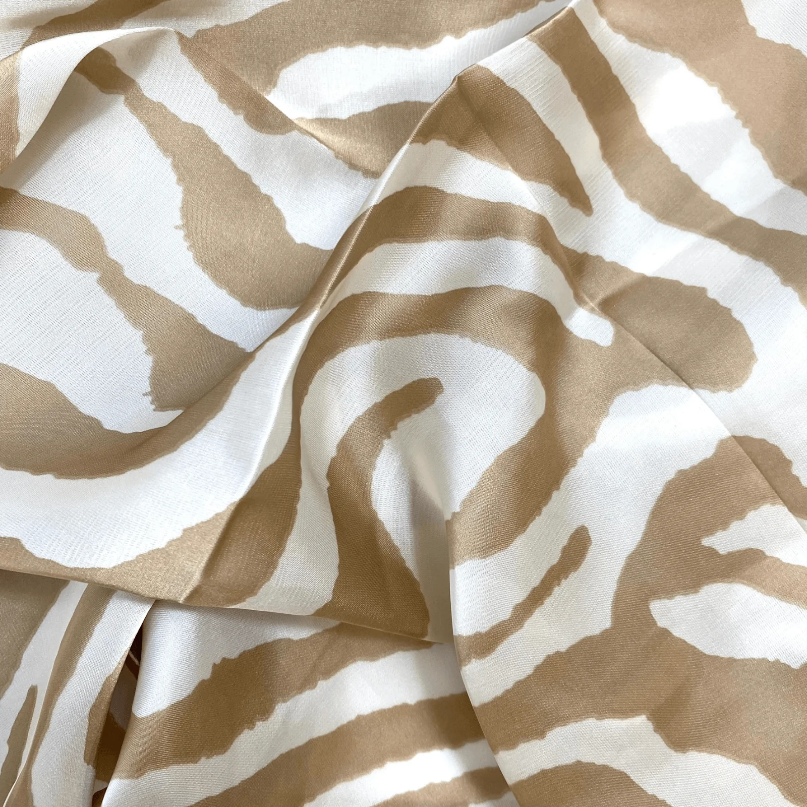 Camel & Beige Zebra Pattern Neck Scarf - Image 2