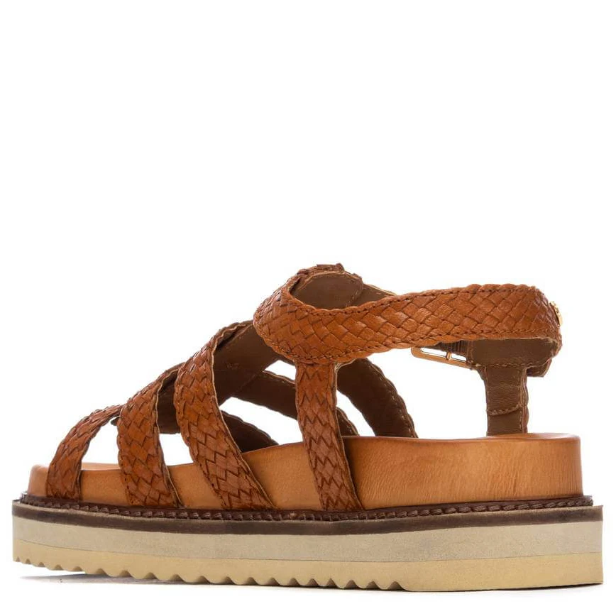 Carmela Tan Woven Leather Caged Sandals - Image 3