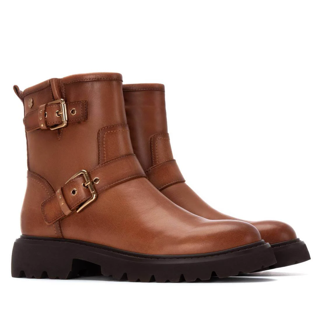 Carmela Tan Leather Flat Causal Boots - Image 4