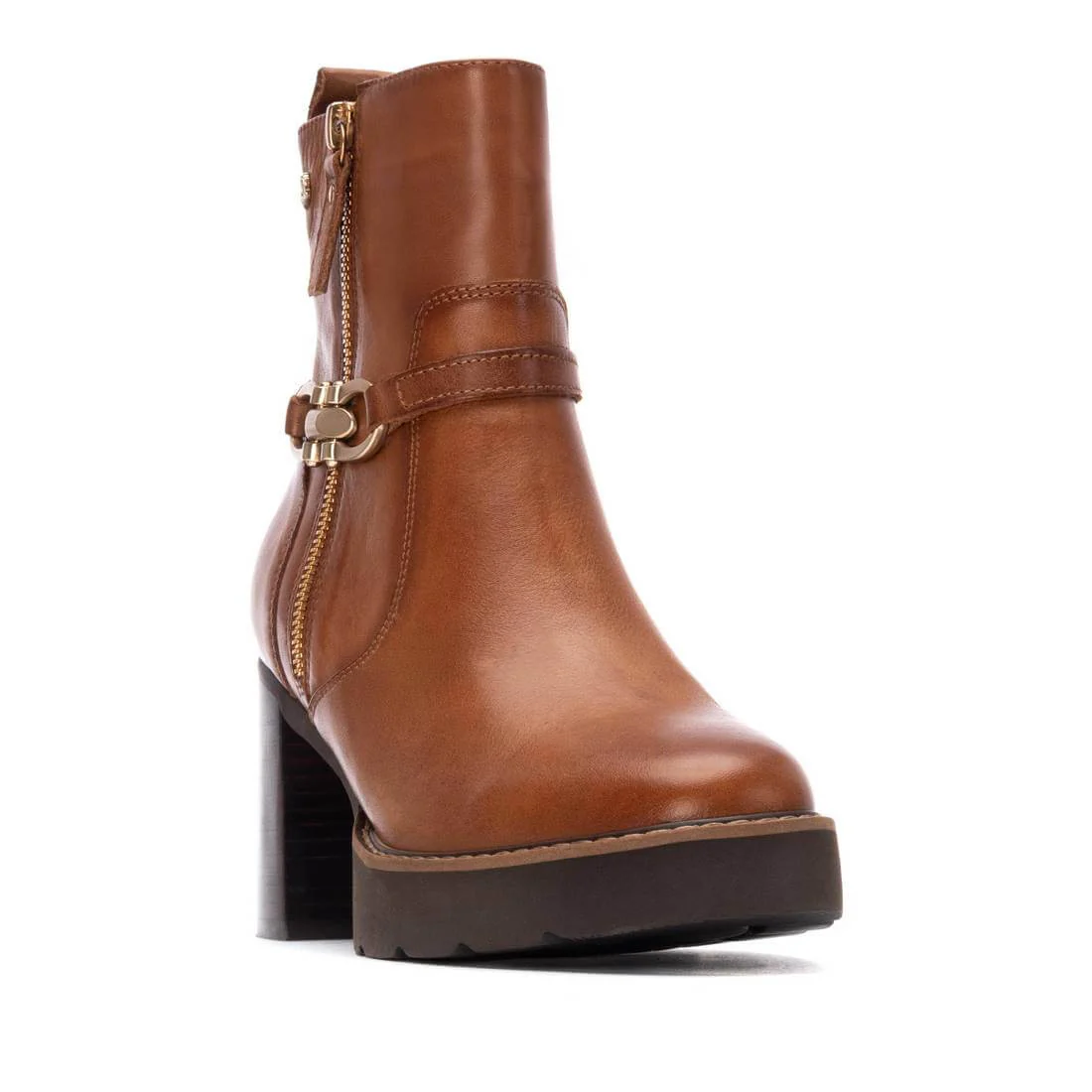 Carmela Tan Leather High Heeled Ankle Boots - Image 3