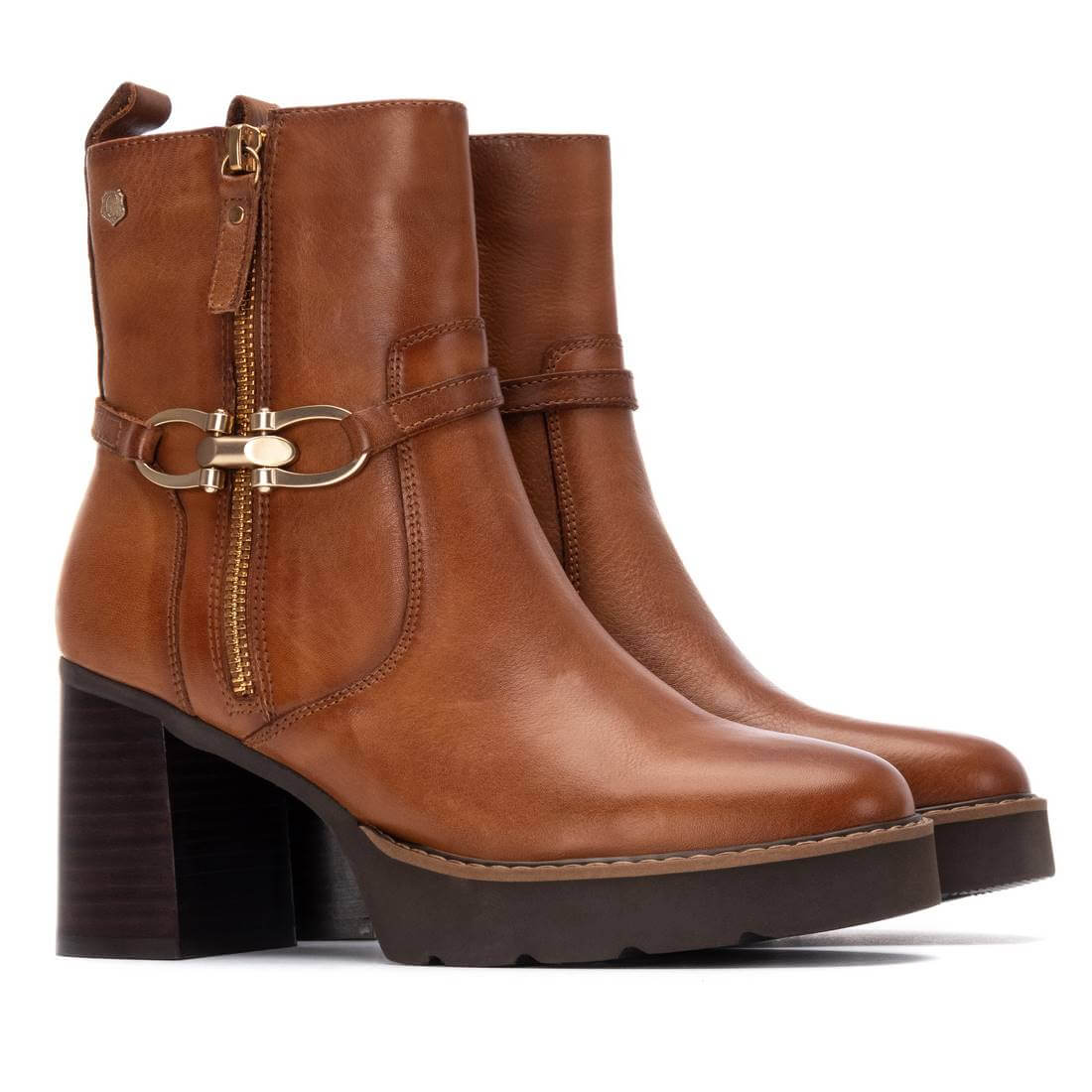 Carmela Tan Leather High Heeled Ankle Boots - Image 4