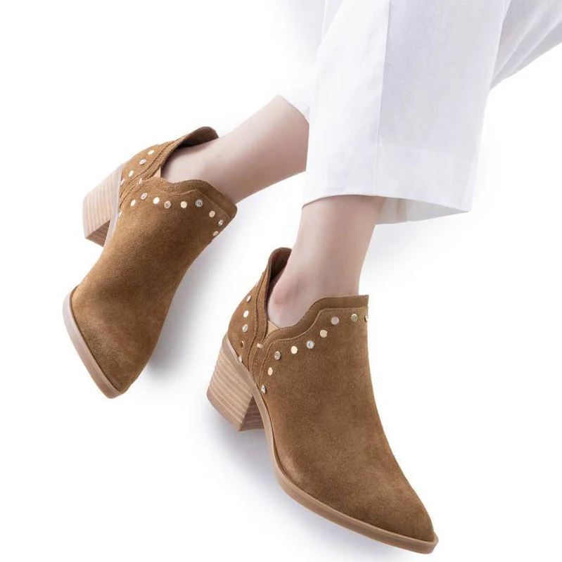 Carmela Tan Suede Studded Summer Boots - Image 4
