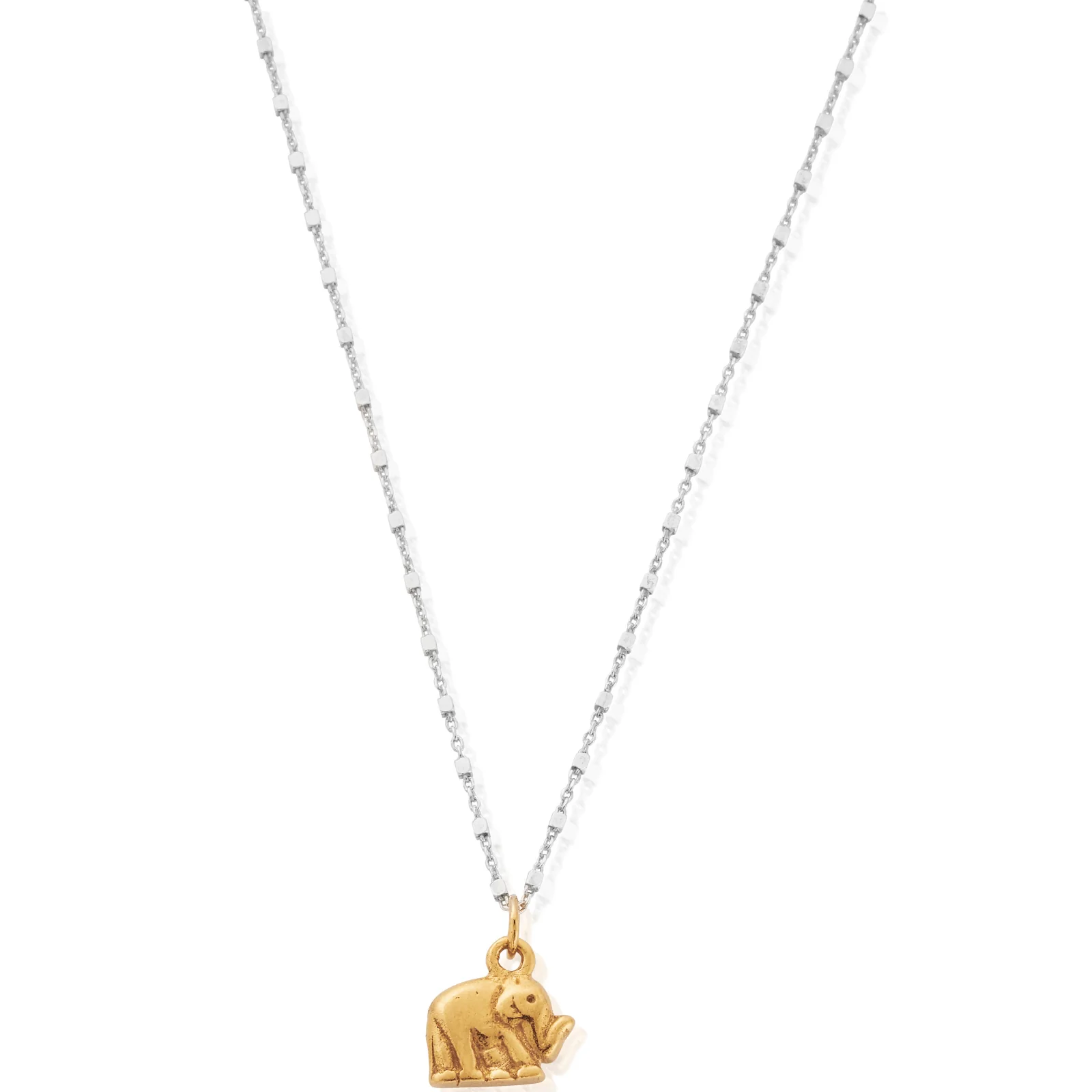 ChloBo Delicate Cube Chain Elephant Necklace - Two Tone