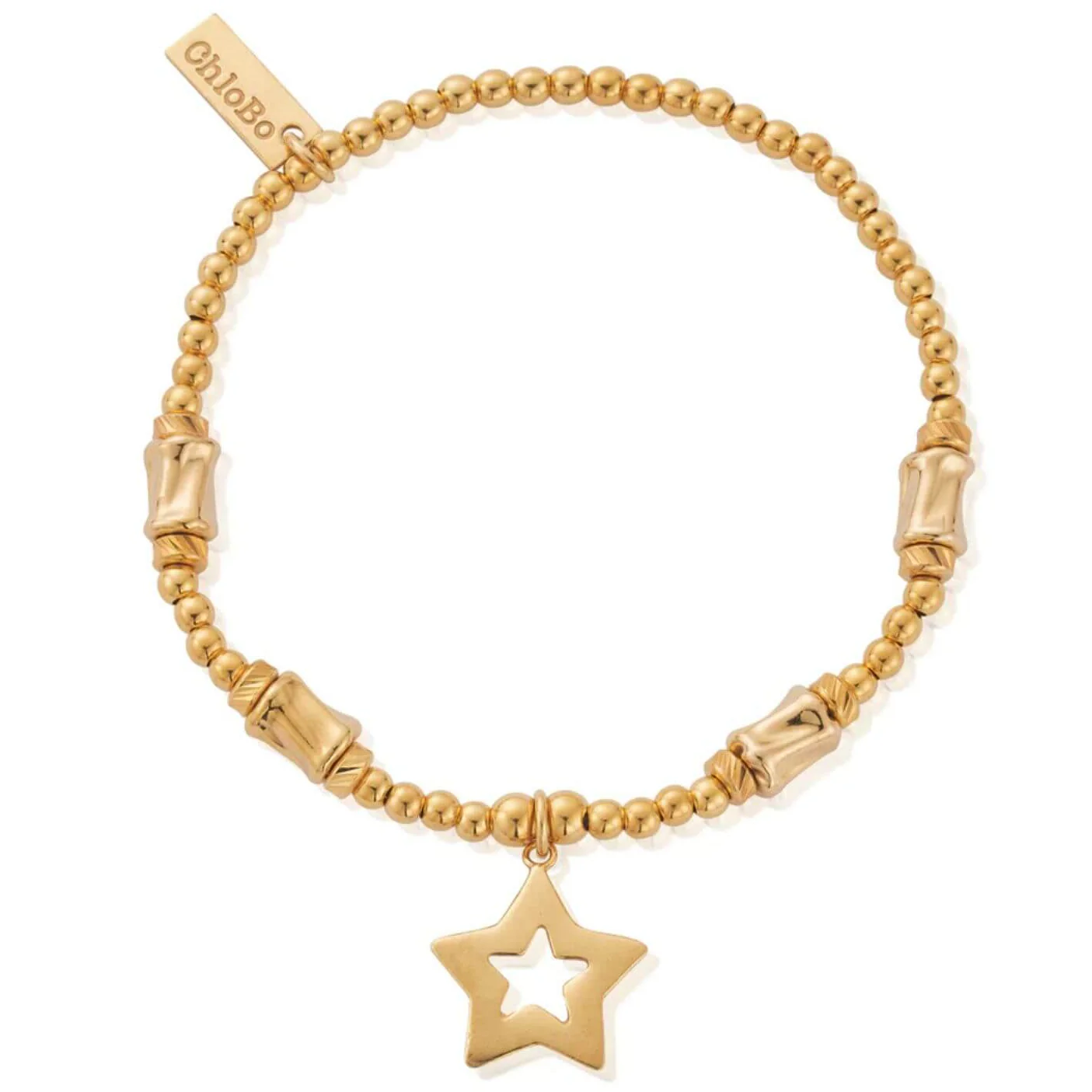 ChloBo Cute Charm Chunky Twist Open Star Bracelet - Gold