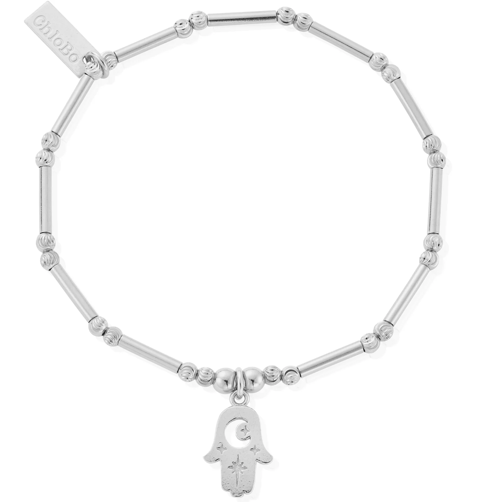 ChloBo Dainty Moon Cut Sparkle Hamsa Bracelet