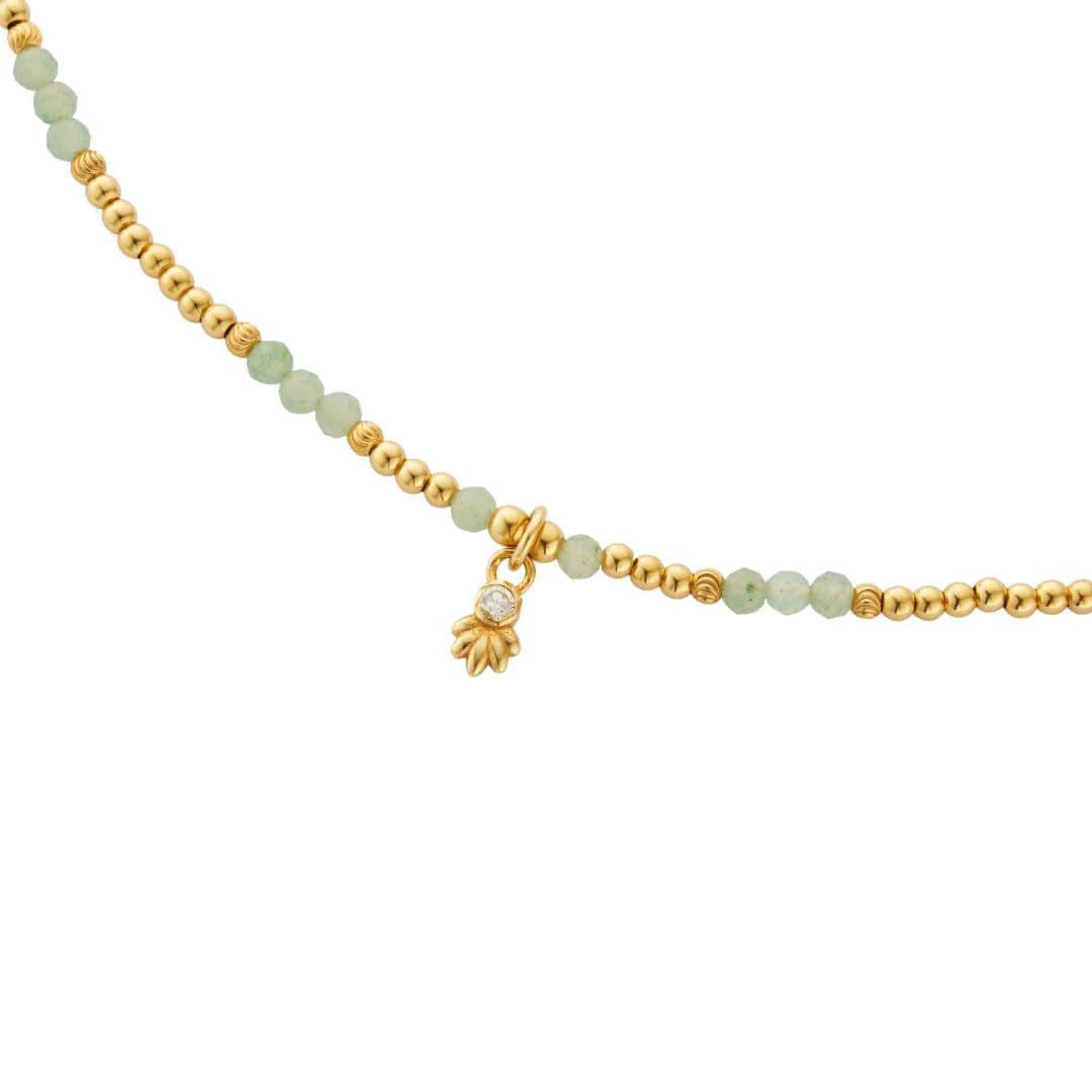 ChloBo Glistening Flower Bud Aventurine Choker Necklace - Gold - Image 2