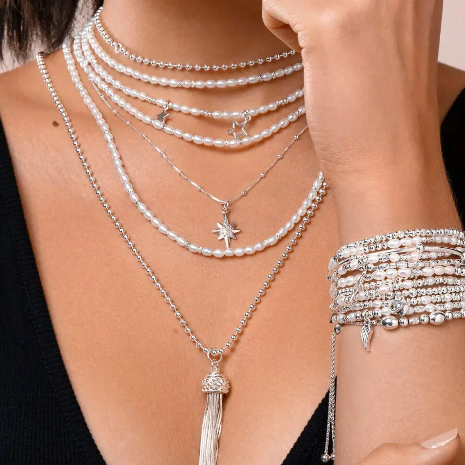 ChloBo Lifelong Magic Pearl Necklace - Silver - Image 3