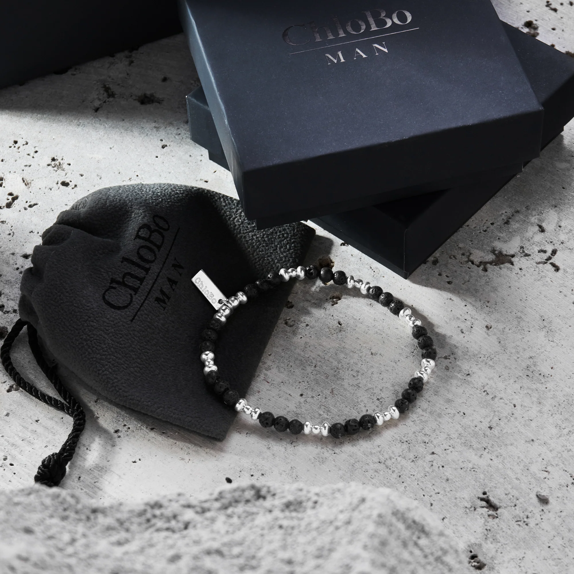 ChloBo MAN - Black Lava Saucer Bracelet - Image 2
