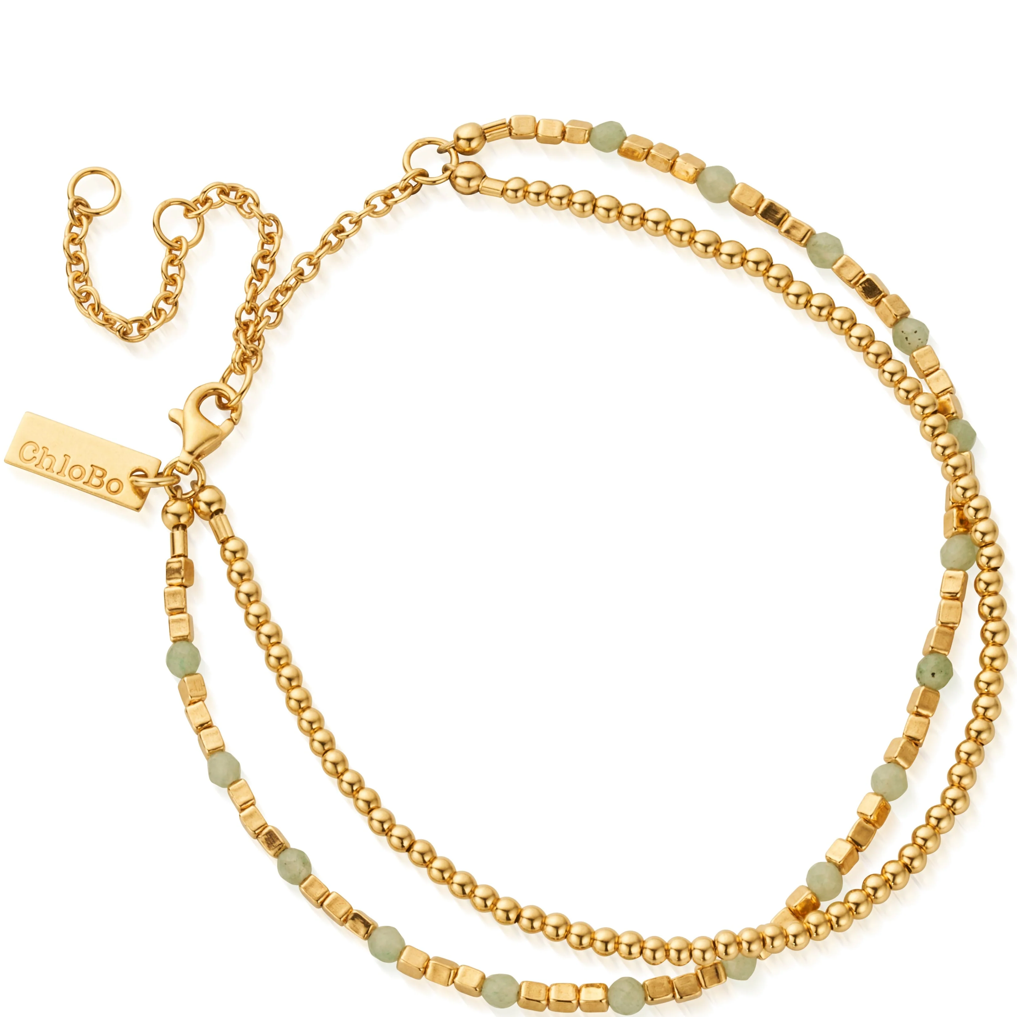 ChloBo Mini Cute & Aventurine Anklet - Gold