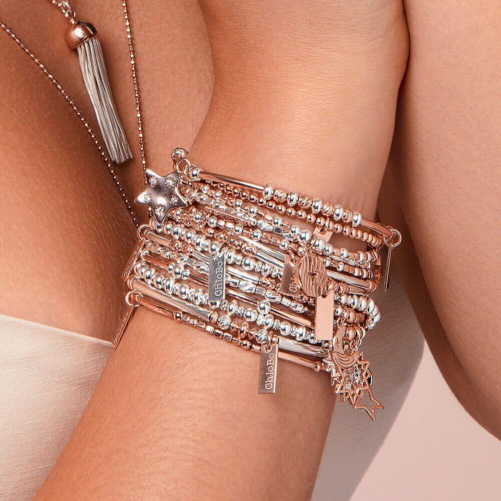 ChloBo Open Star Circle Bracelet - Rose Gold & Silver - Image 2