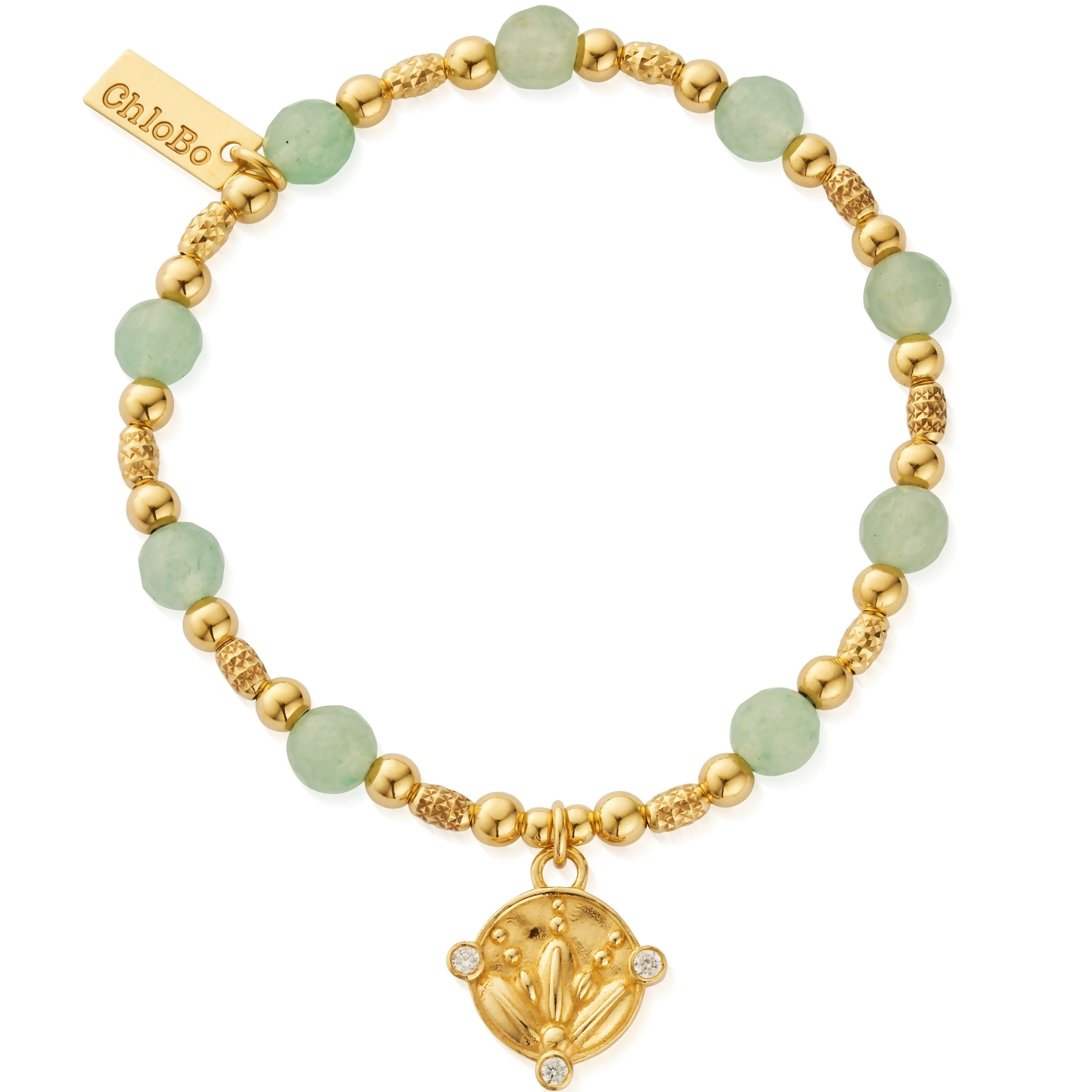 ChloBo Sparkling Bloom Aventurine Bracelet - Gold