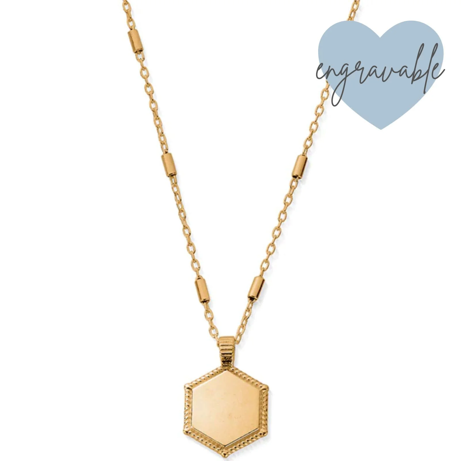 ChloBo Tube Chain Hexagon Coin Pendant Necklace - Gold