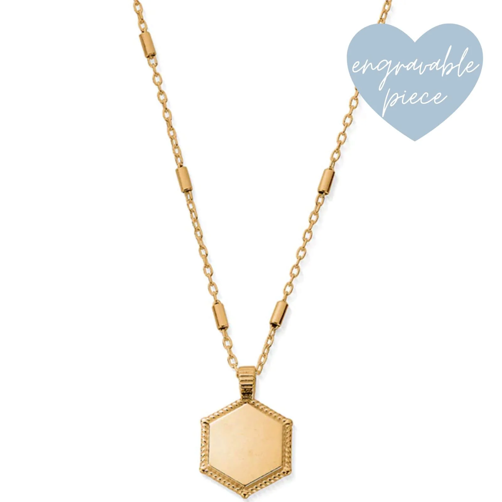 ChloBo Tube Chain Hexagon Coin Pendant Necklace - Gold - Image 2
