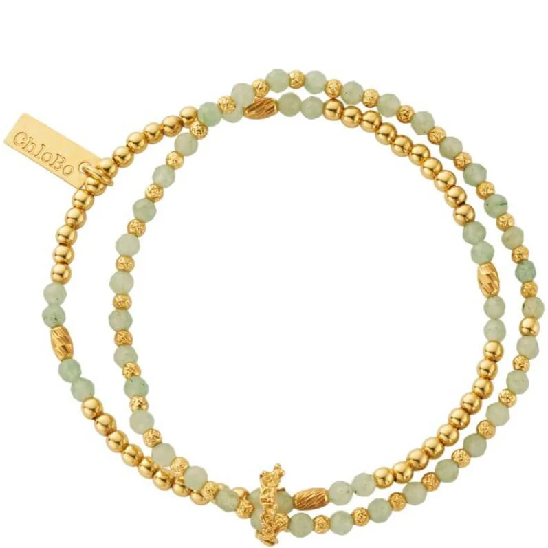 ChloBo Wisteria Aventurine Bracelet Set - Gold