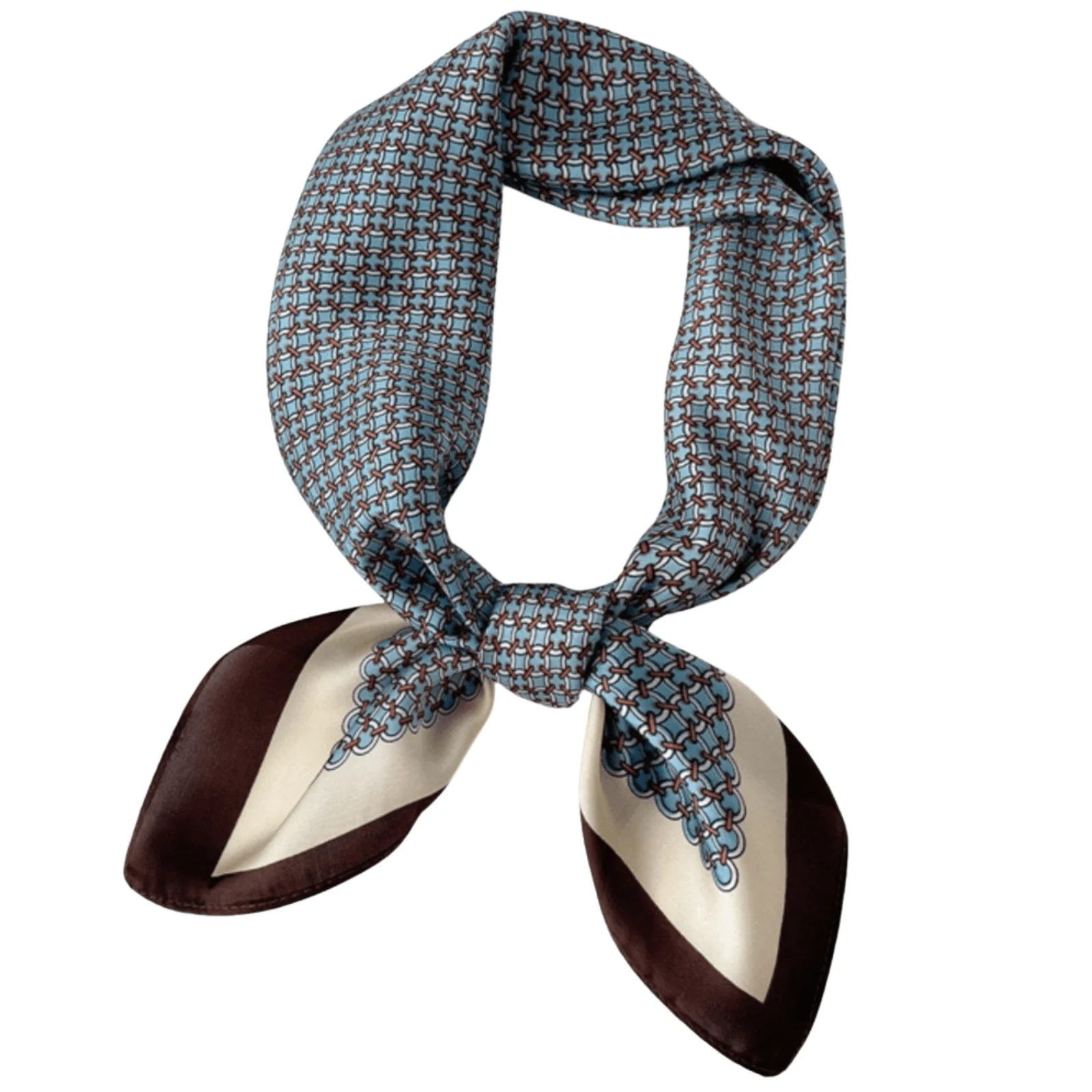 Chocolate & Blue Mosaic Pattern Neck Scarf - Image 2